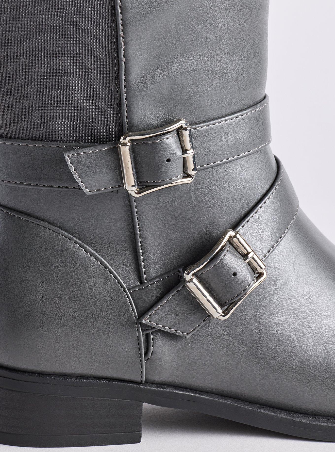 Buckle Knee Boot (WW), GREY, alternate