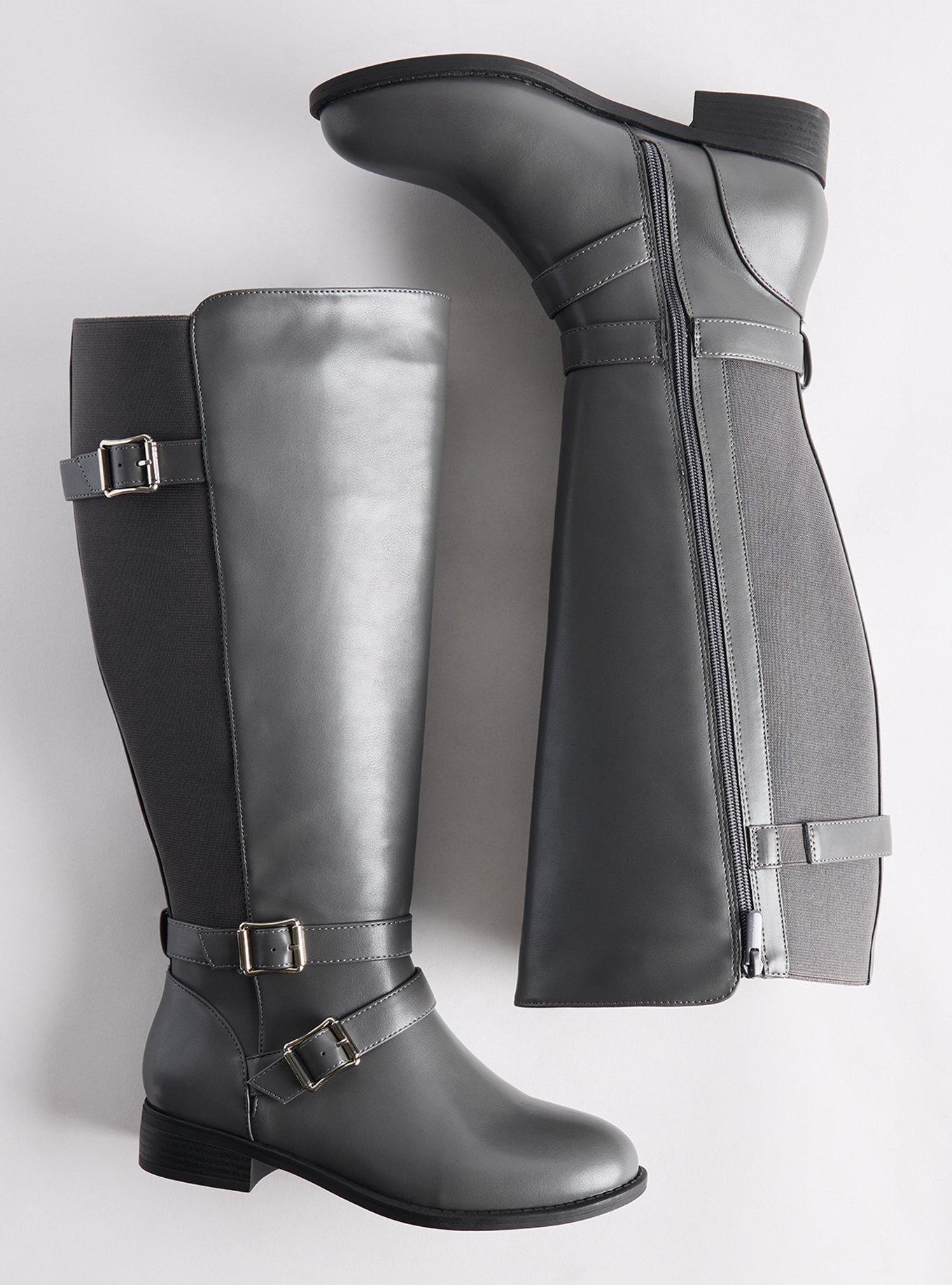 Buckle Knee Boot (WW), GREY, hi-res