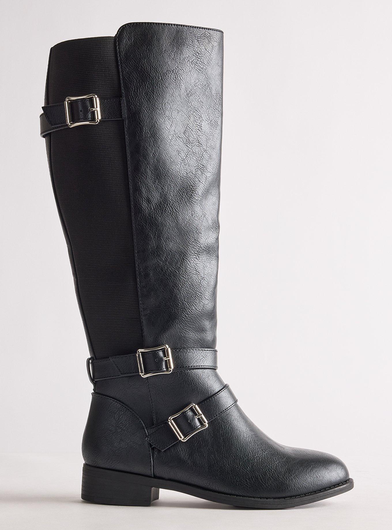 Buckle Knee Boot (WW), BLACK, alternate