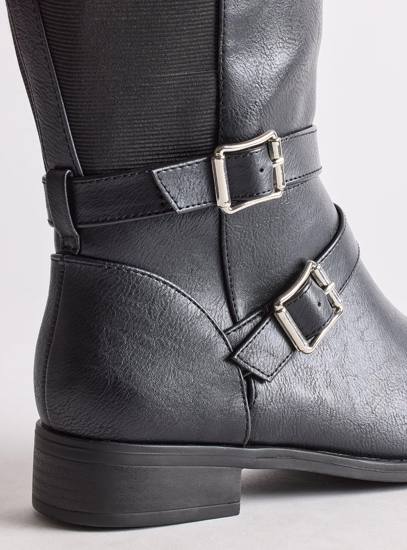 Buckle Knee Boot (WW), BLACK, alternate