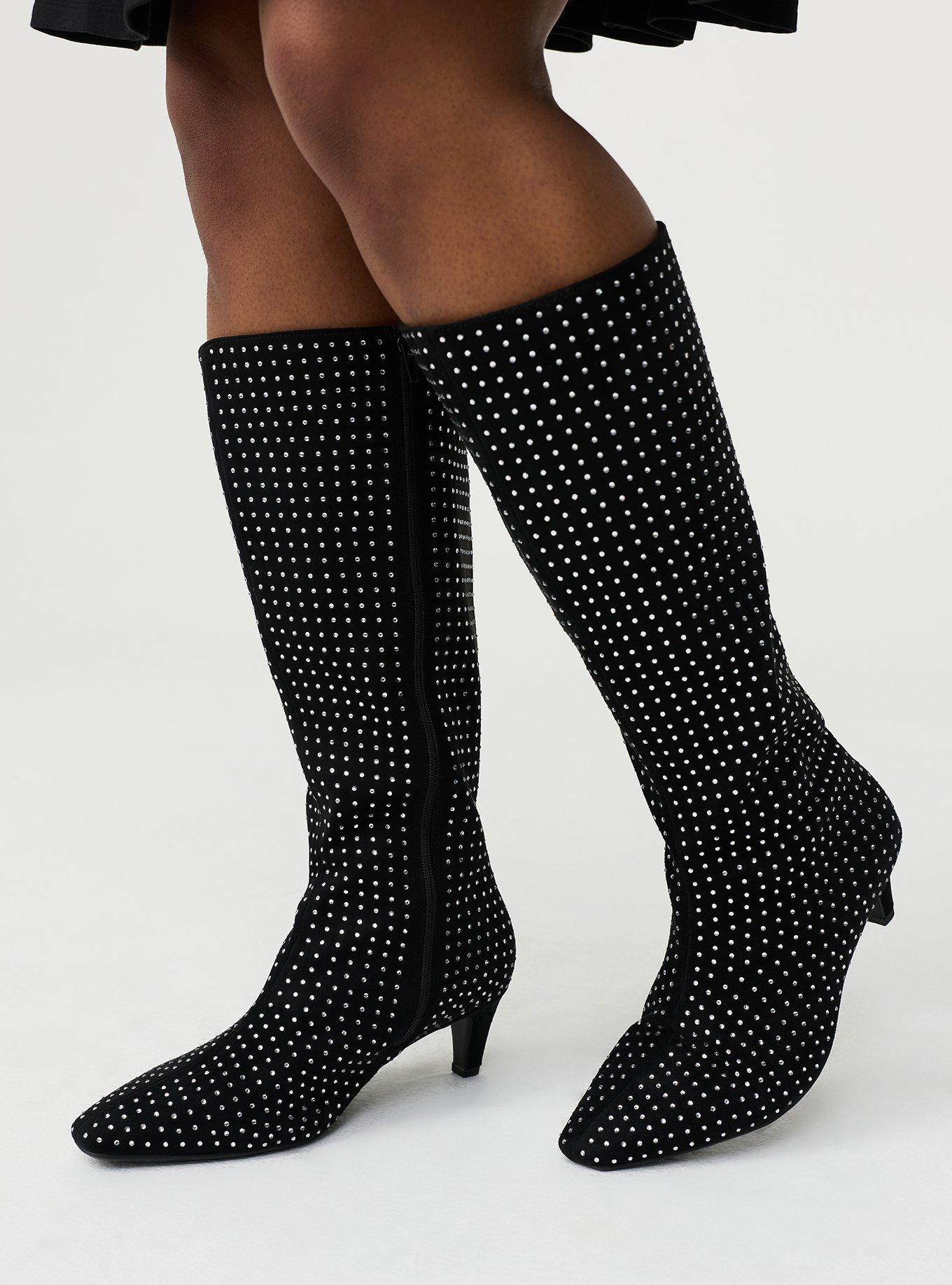 Embellished Kitten Heel Knee Boot (WW)