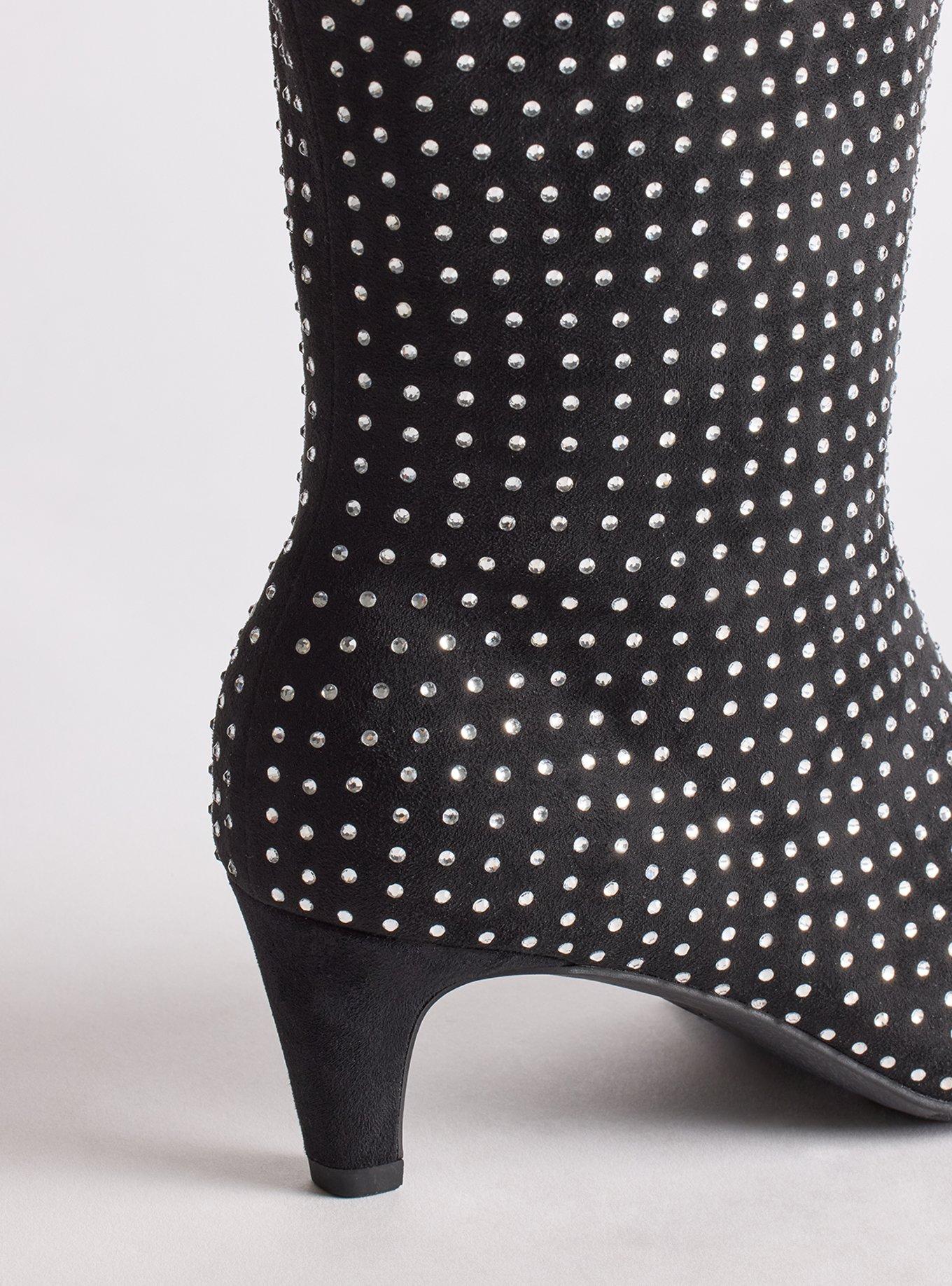 Embellished Kitten Heel Knee Boot (WW