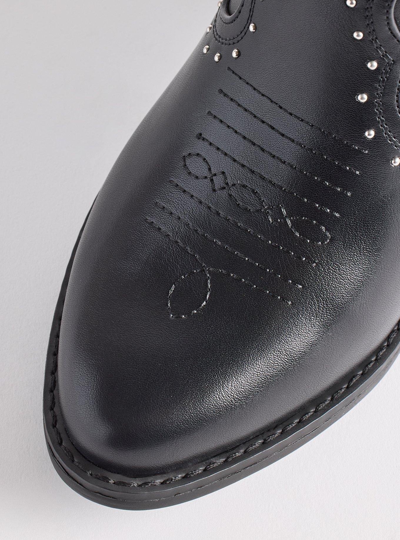 Studded Western Heel Bootie (WW), BLACK, alternate