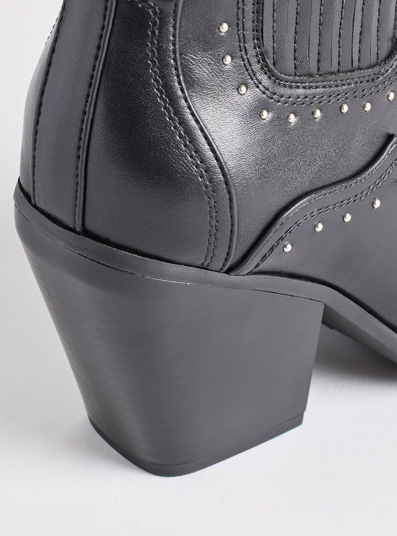 Studded Western Heel Bootie (WW), BLACK, alternate