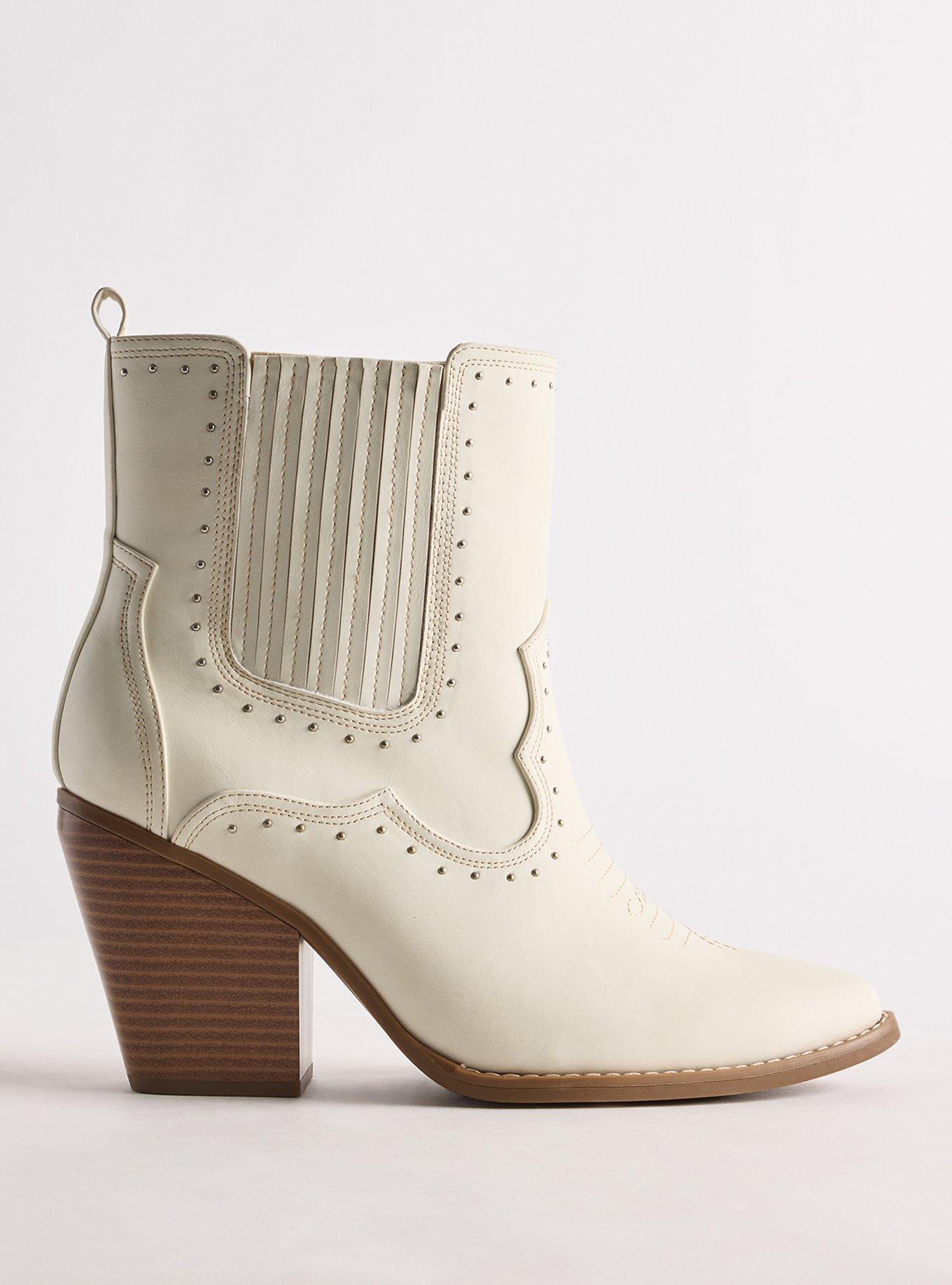 Studded Western Heel Bootie (WW), BONE, alternate