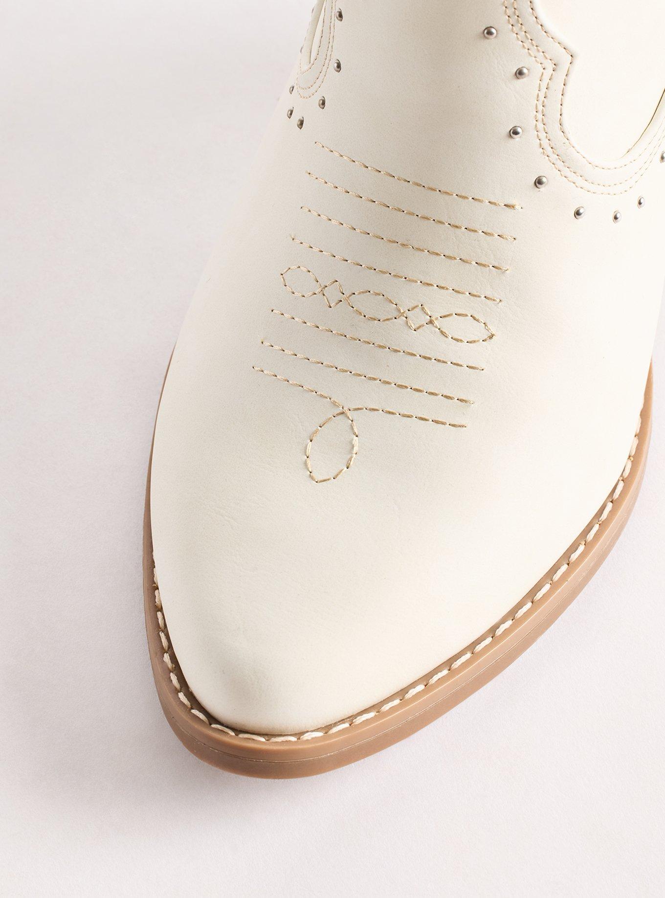 Studded Western Heel Bootie (WW), BONE, alternate