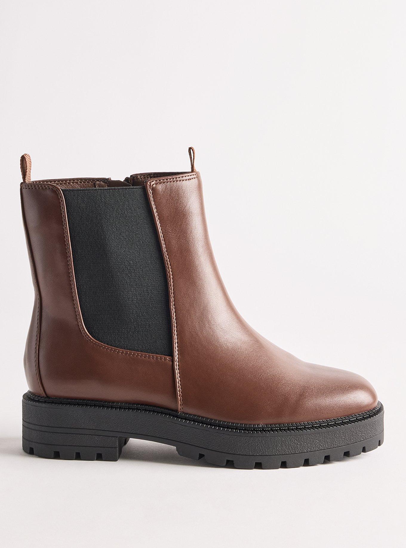 Plus Size Lug Sole Chelsea Bootie (WW), BROWN, alternate
