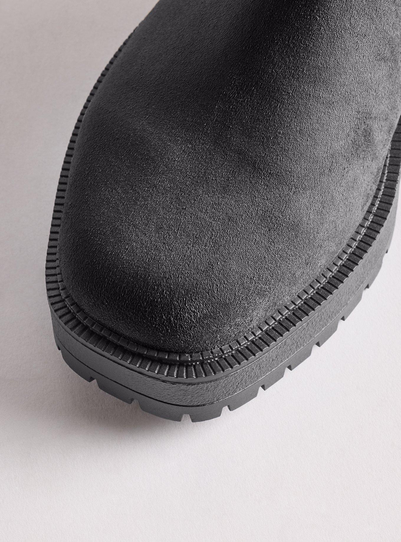 Lug Sole Chelsea Bootie (WW), BLACK FAUX SUEDE, alternate