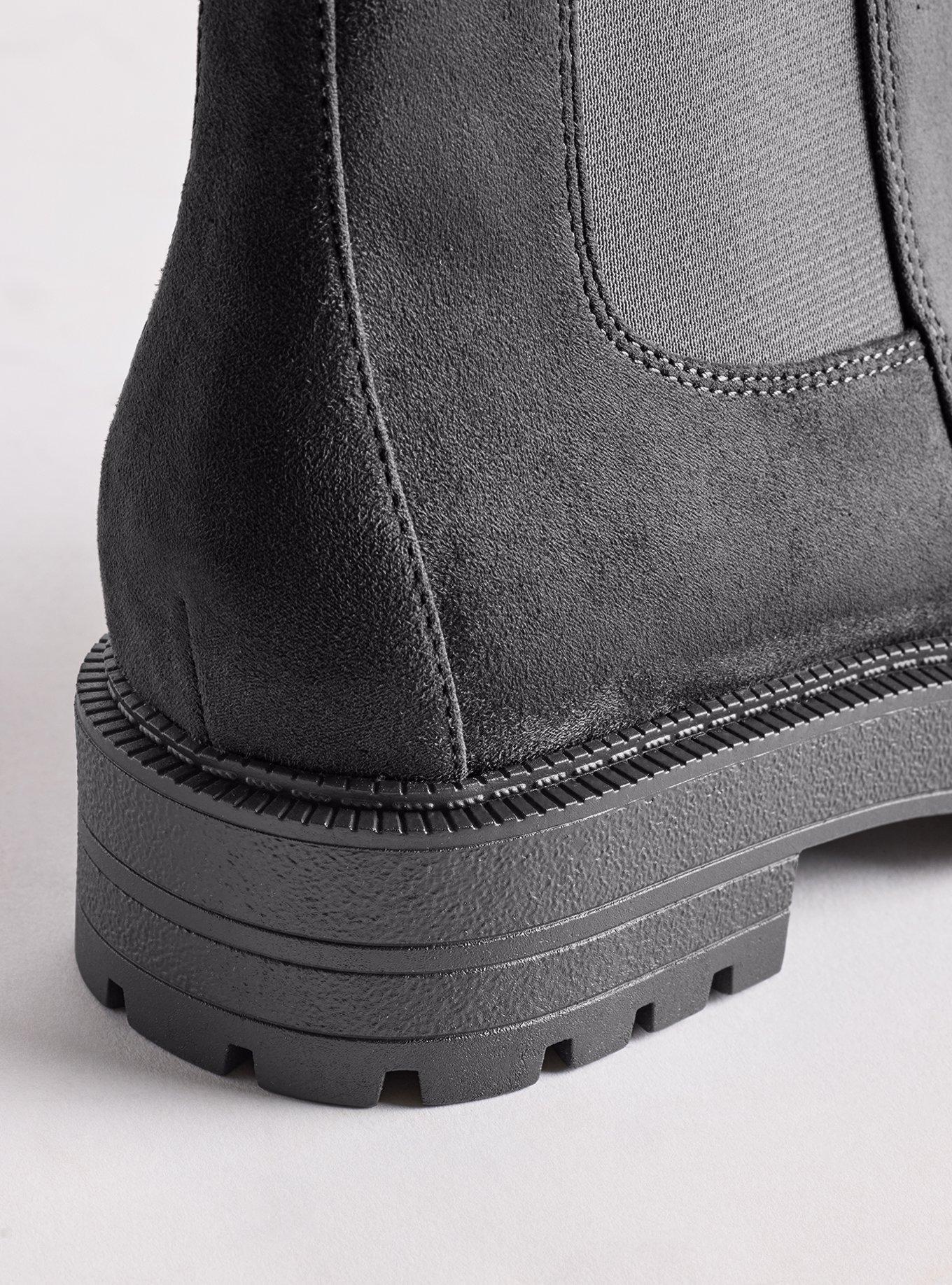 Lug Sole Chelsea Bootie (WW), BLACK FAUX SUEDE, alternate