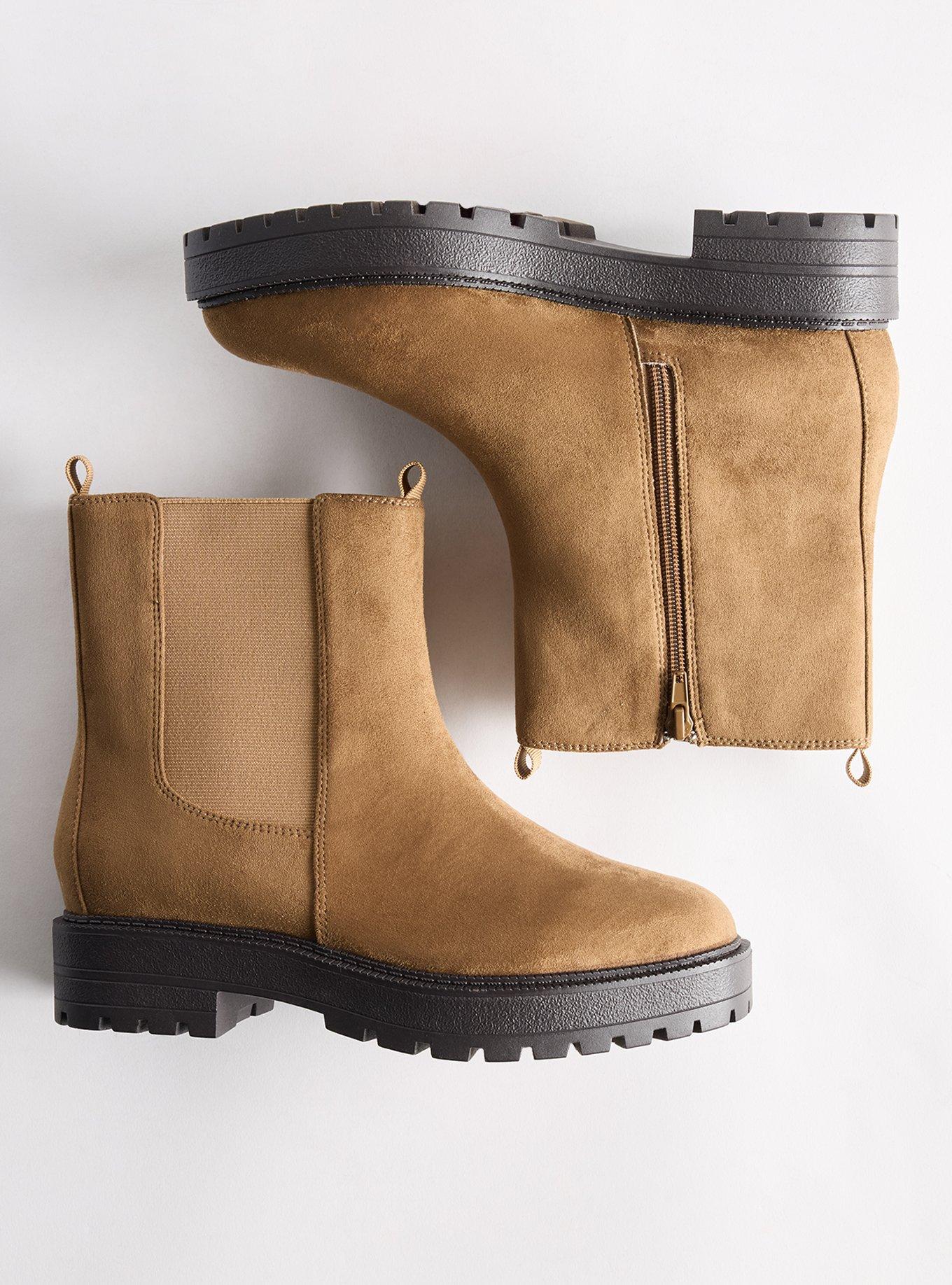 Lug Sole Chelsea Bootie (WW), TAUPE FAUX SUEDE, hi-res
