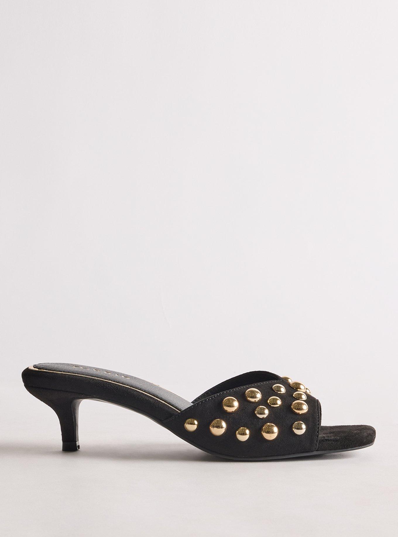 Studded Kitten Heel Slide (WW), BLACK, alternate