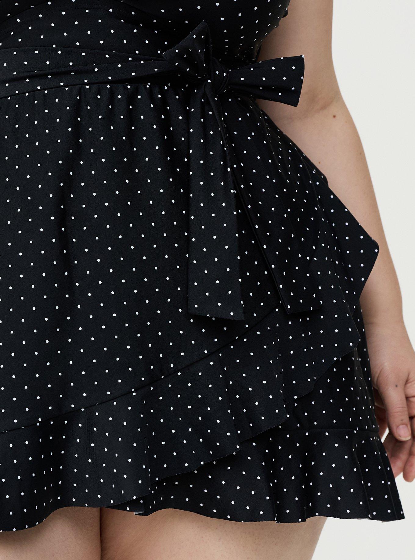 Wireless Ruffle Swim Dress, PAIGE DOT DEEP BLACK, alternate