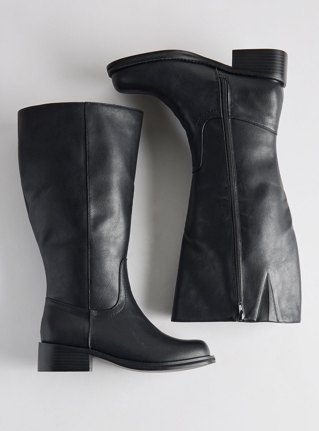 Knee-High Block Heel Boot (WW), BLACK, hi-res