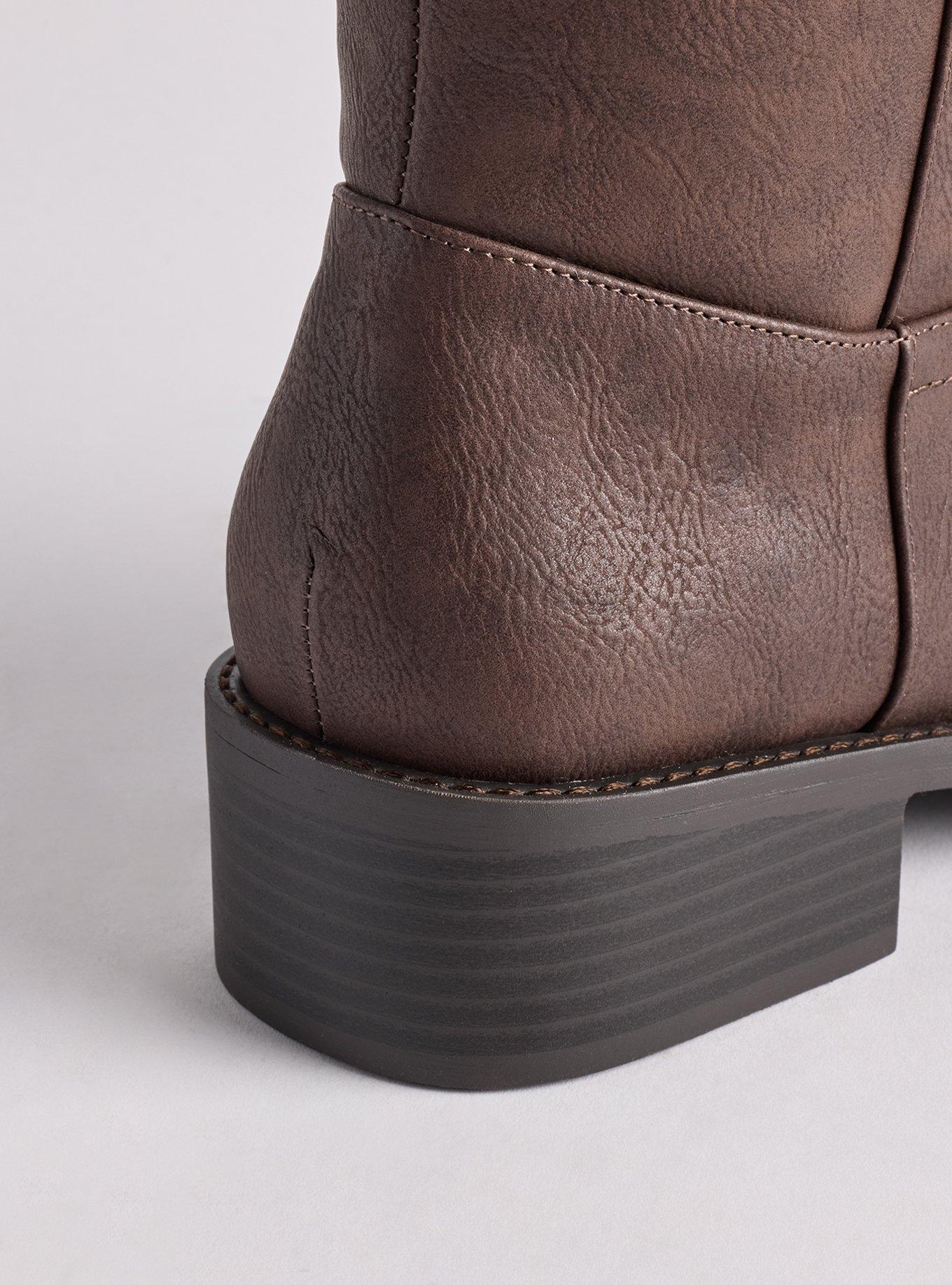 Knee-High Block Heel Boot (WW), BROWN, alternate