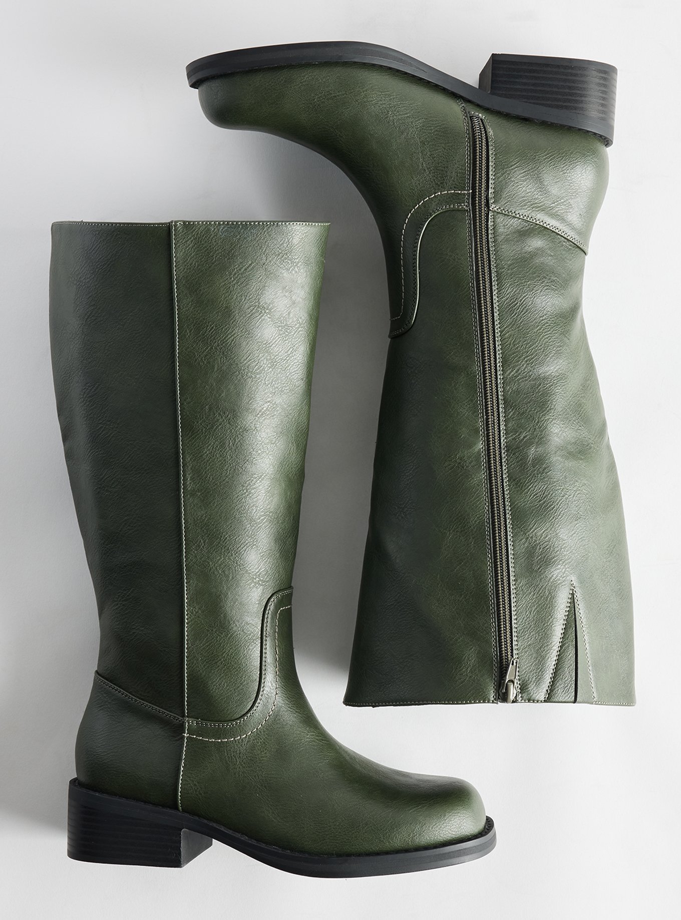 Knee High Block Heel Boot (WW), GREEN, hi-res
