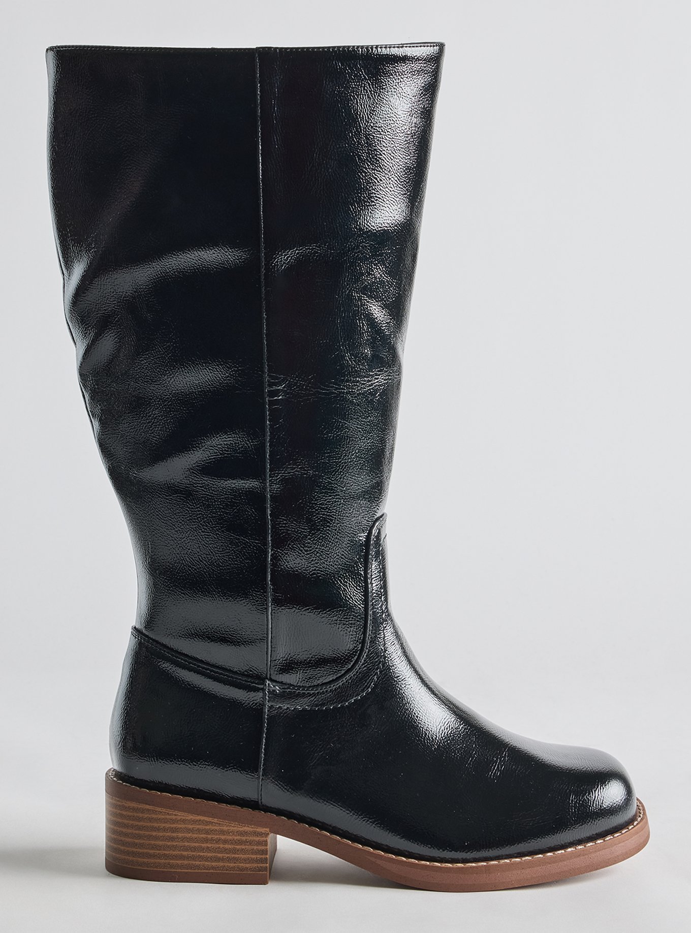 Knee High Block Heel Boot (WW), BLACK PATENT, alternate