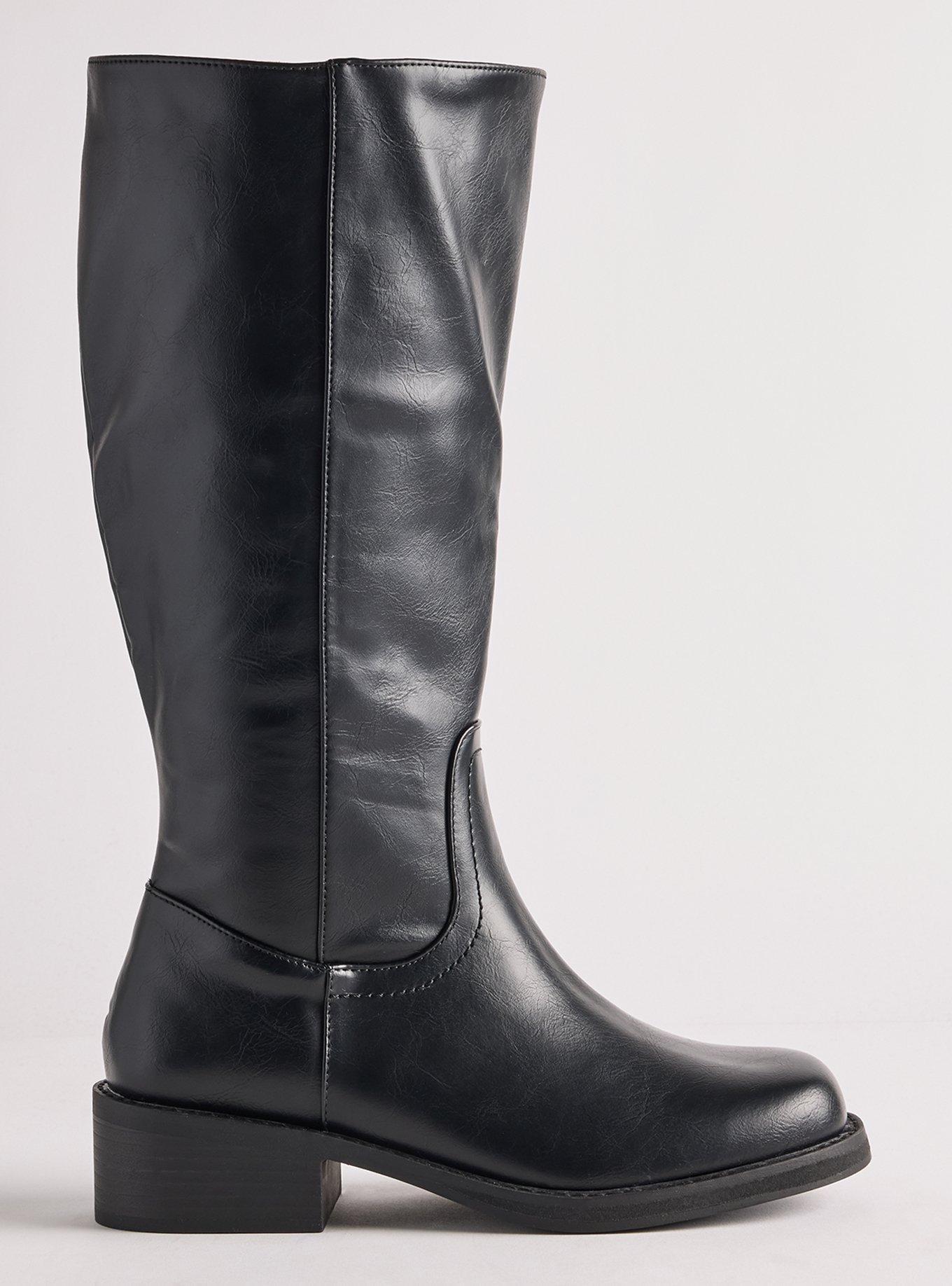 Knee-High Block Heel Boot (WW), DISTRESSED BLACK, alternate
