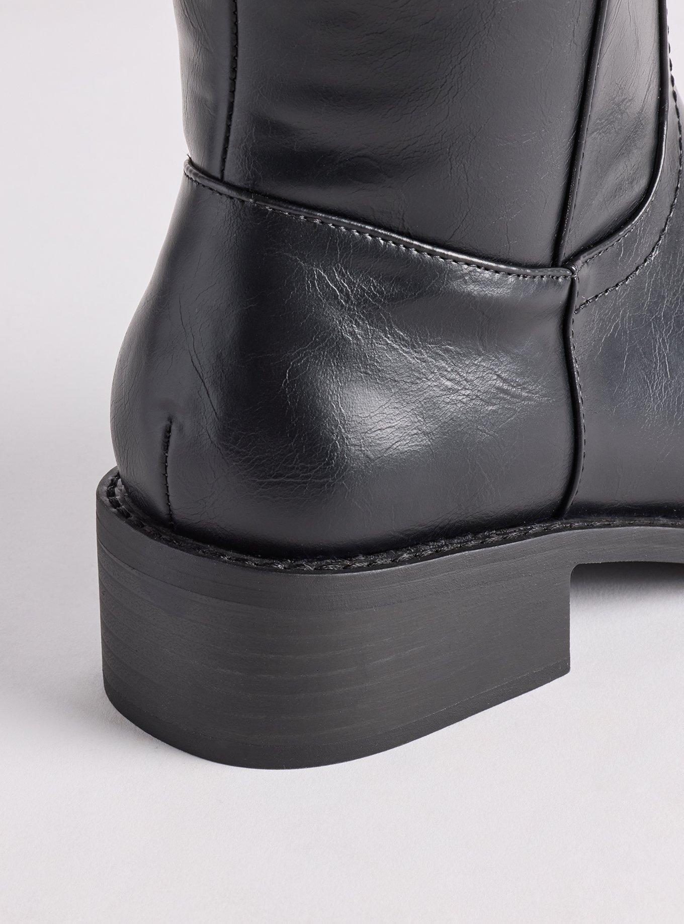 Knee High Block Heel Boot (WW), DISTRESSED BLACK, alternate