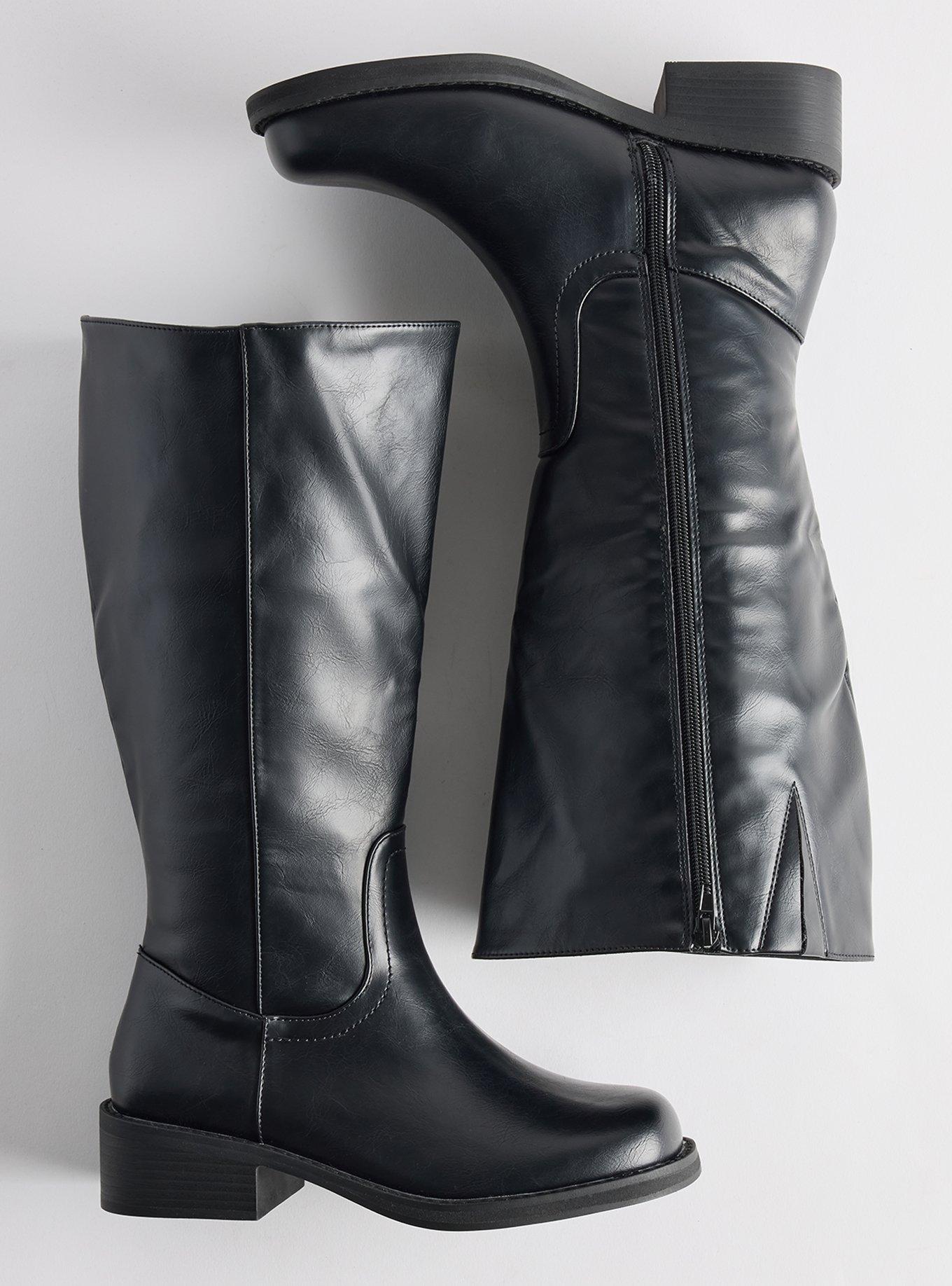 Knee-High Block Heel Boot (WW), DISTRESSED BLACK, hi-res