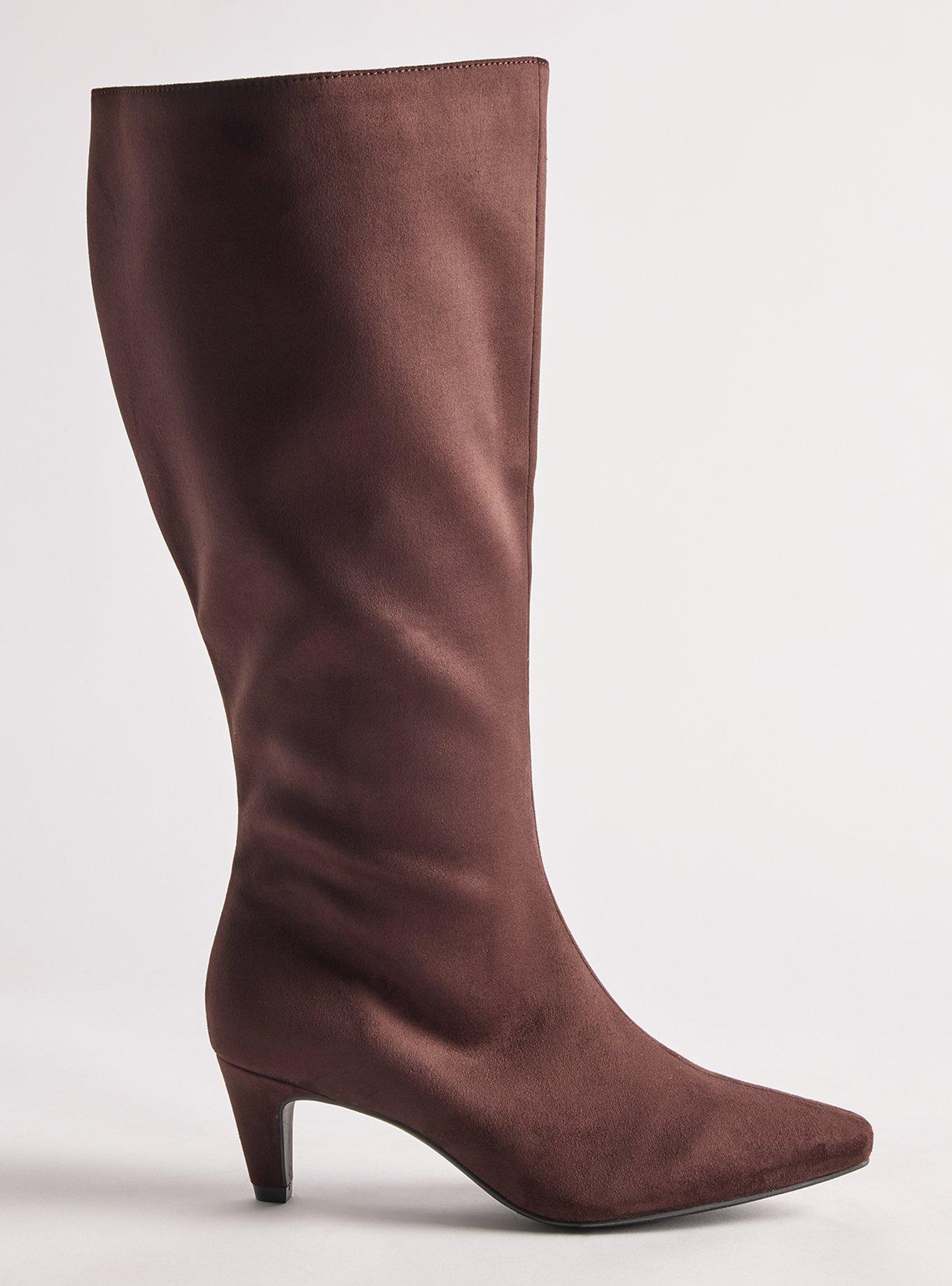 Plus Size Kitten Heel Knee Boot (WW), DARK BROWN, alternate