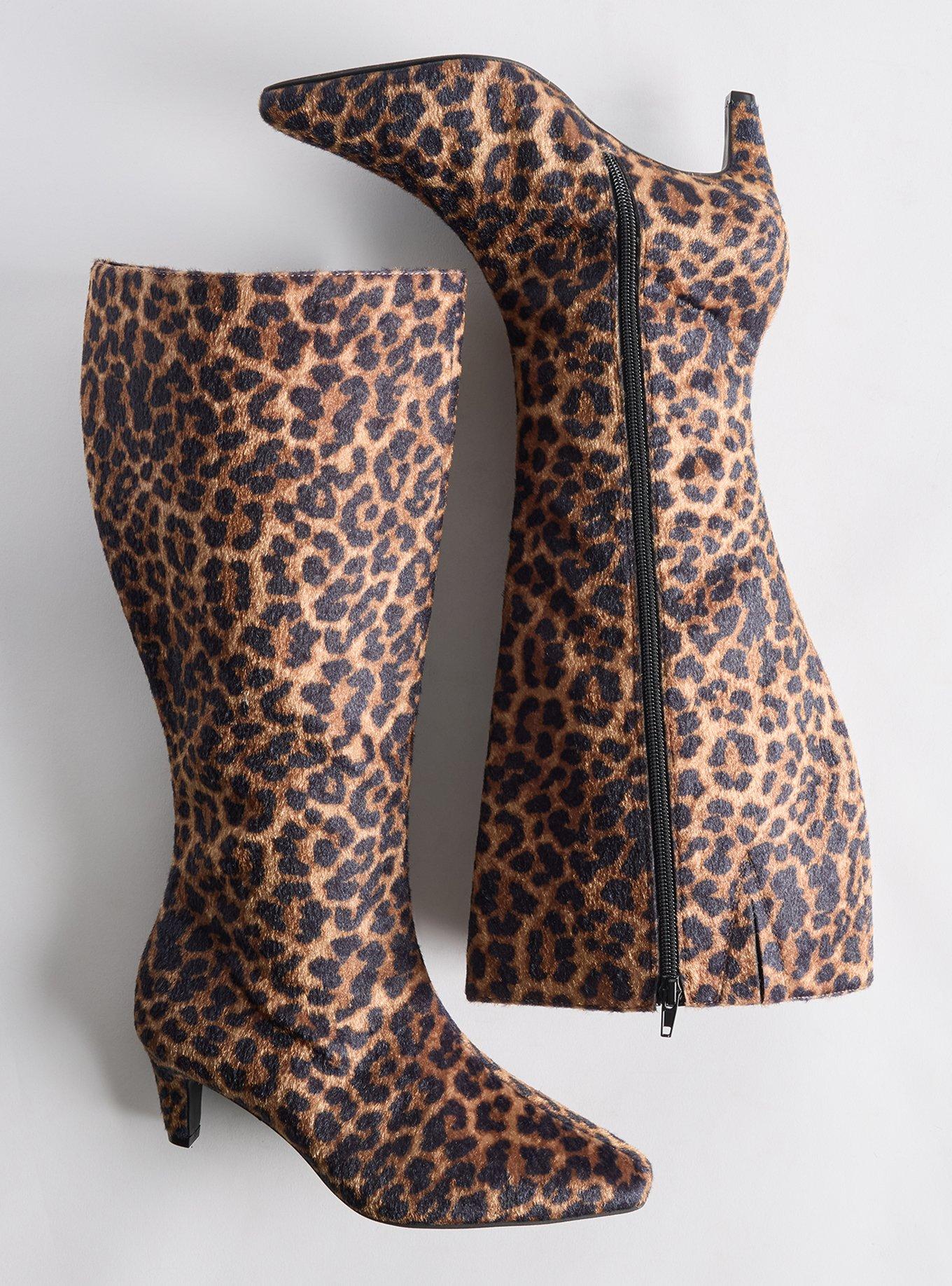 Plus Size Kitten Heel Knee Boot (WW), LEOPARD, hi-res