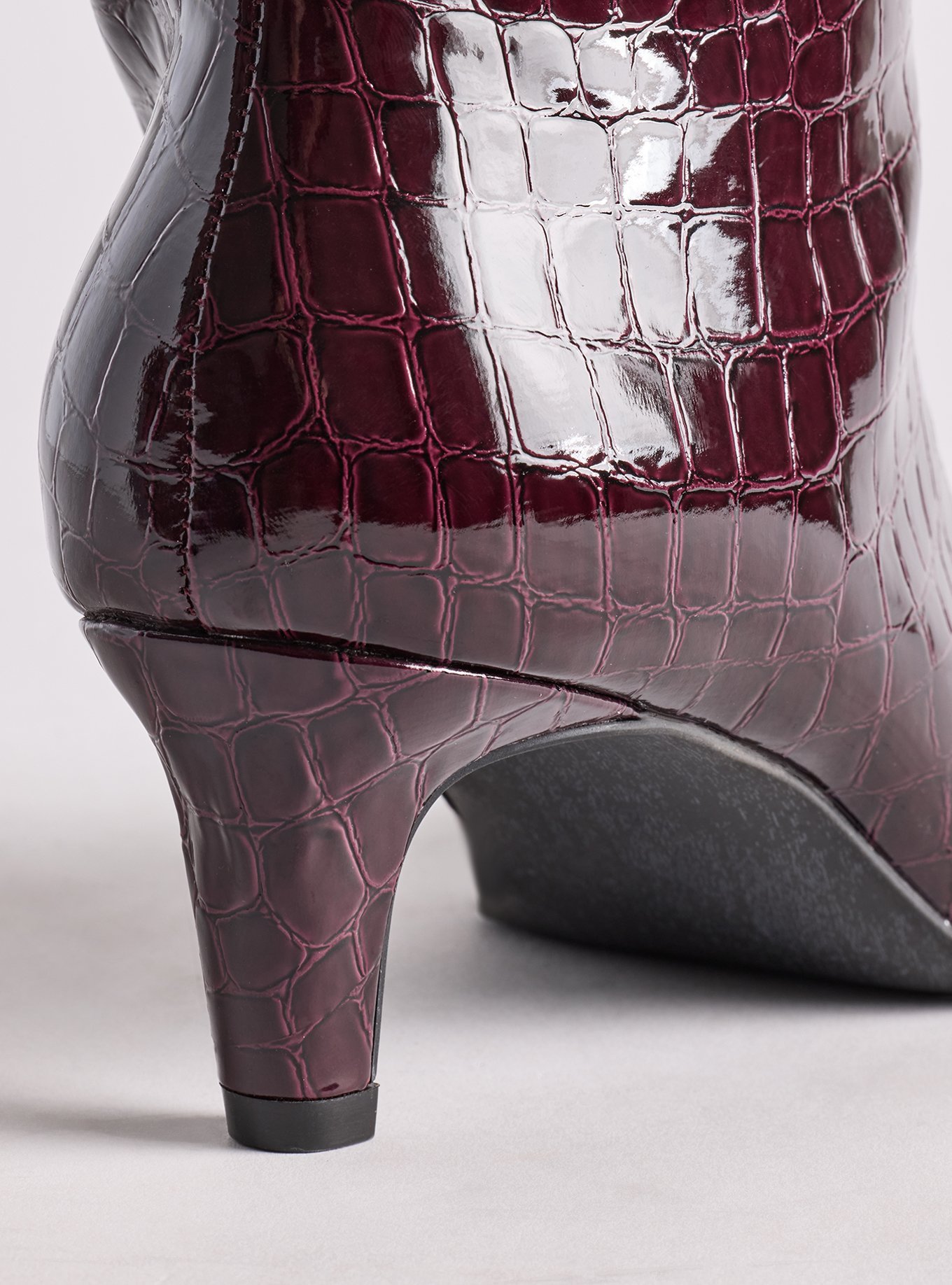 Kitten Heel Knee Boot (WW), WINE FAUX CROC, alternate