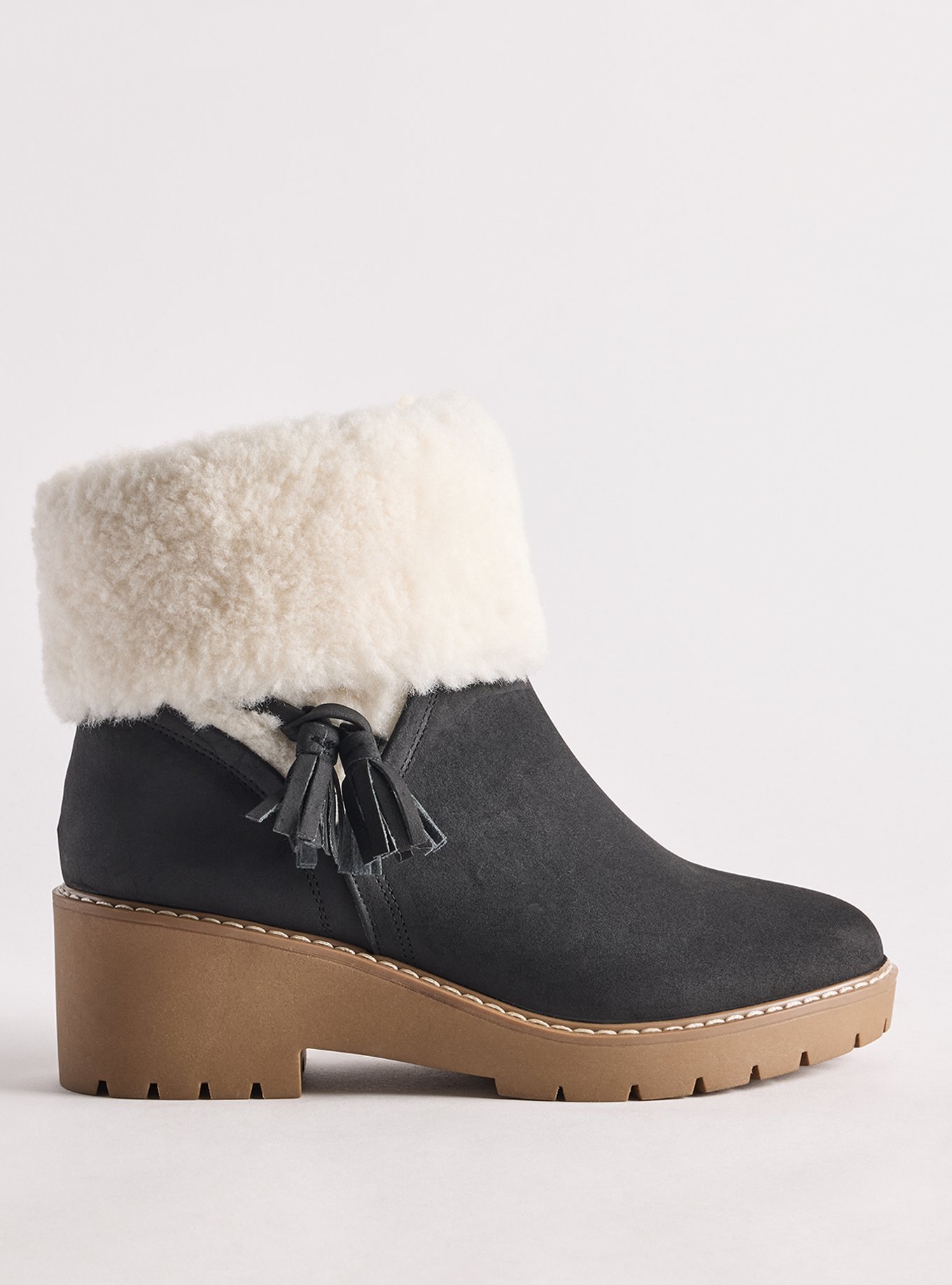 Faux Fur Wedge Bootie (WW), BLACK, alternate