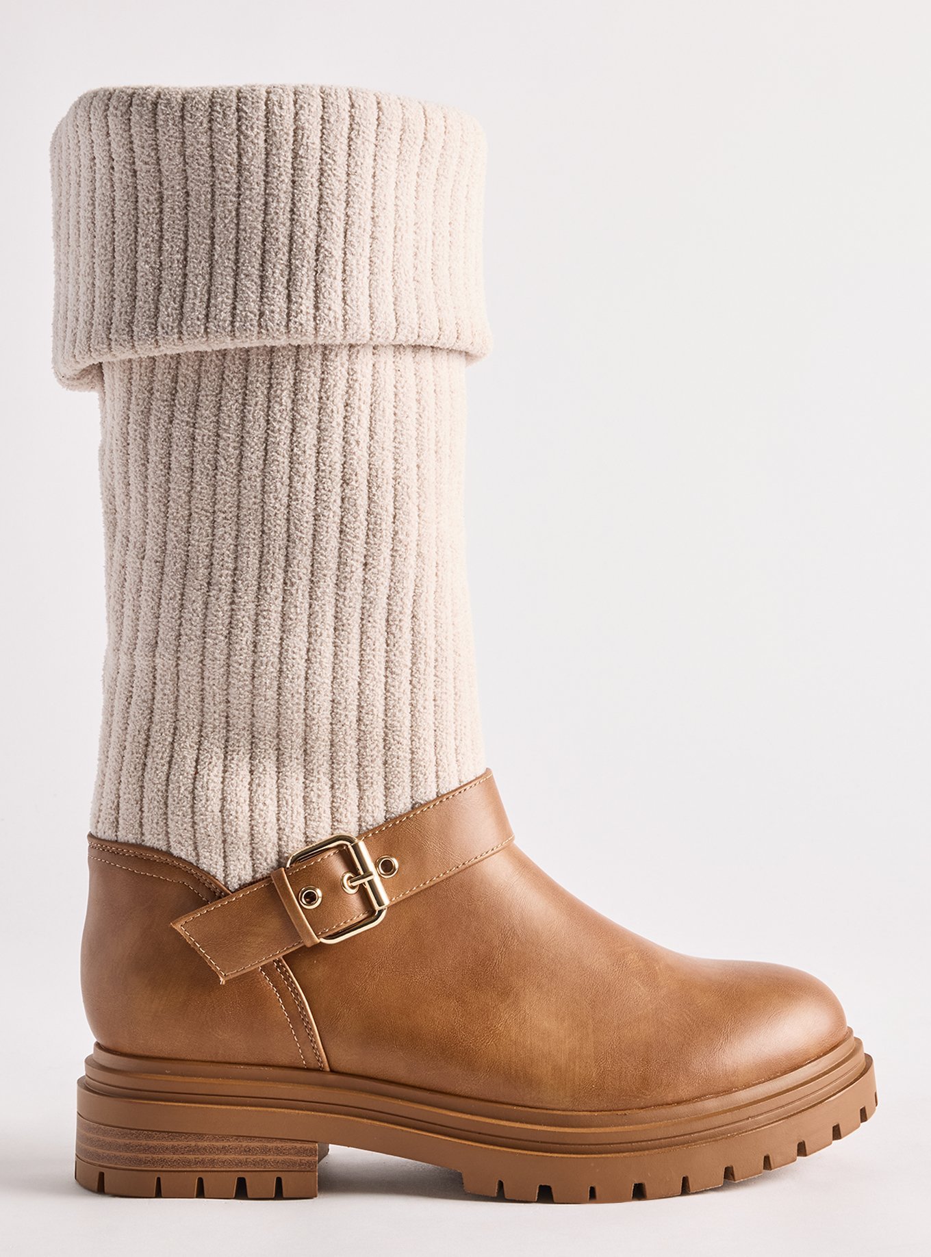 Sweater Cuff Bootie (WW), COGNAC, alternate