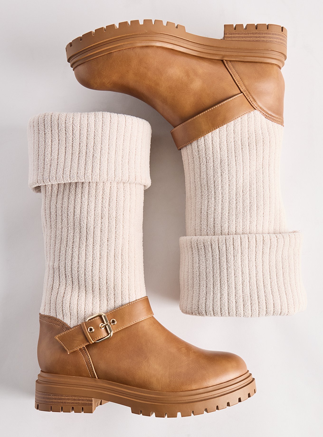 Sweater Cuff Bootie (WW), COGNAC, hi-res