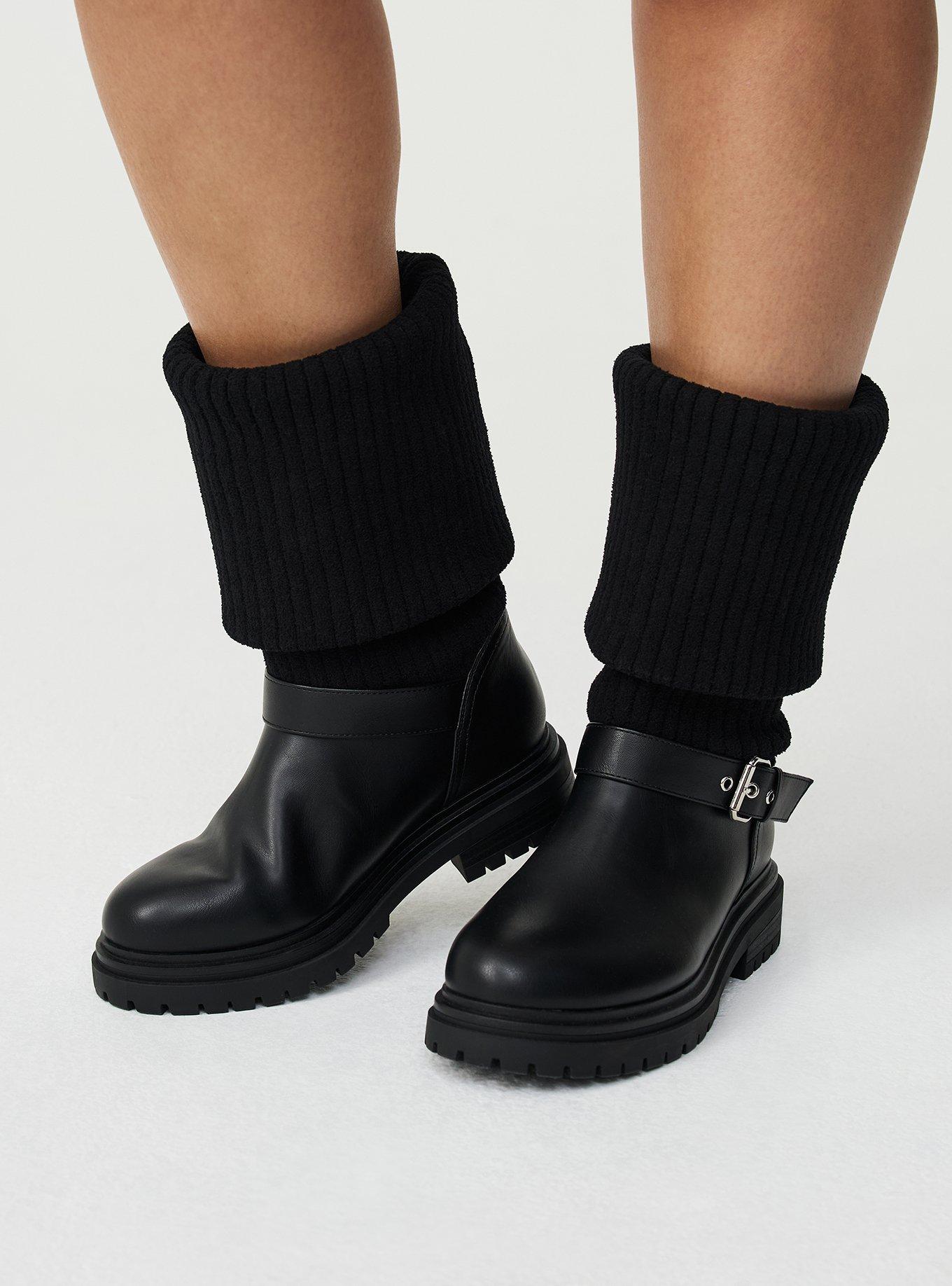 Sweater Cuff Bootie (WW), BLACK, alternate