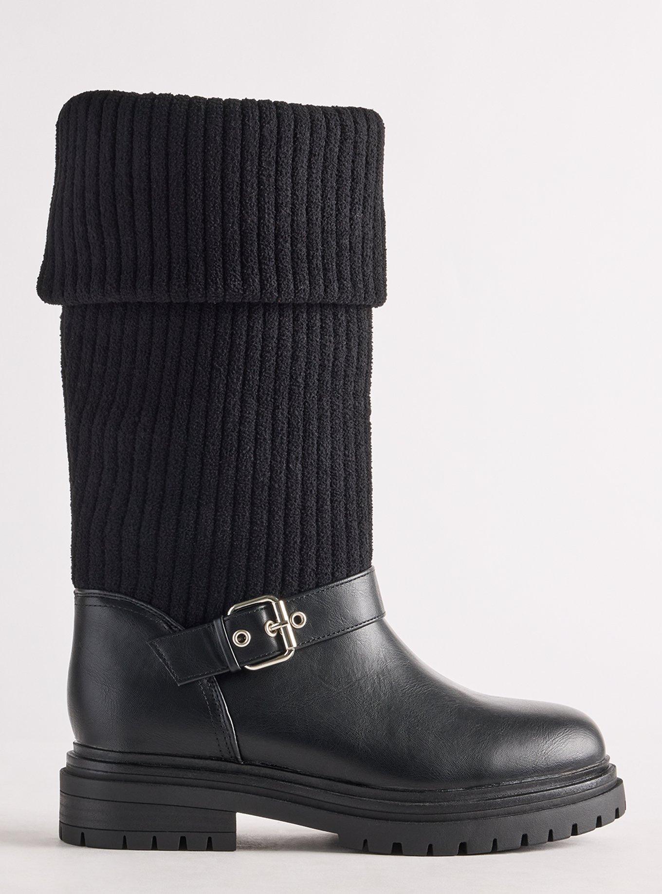 Sweater Cuff Bootie (WW), BLACK, alternate