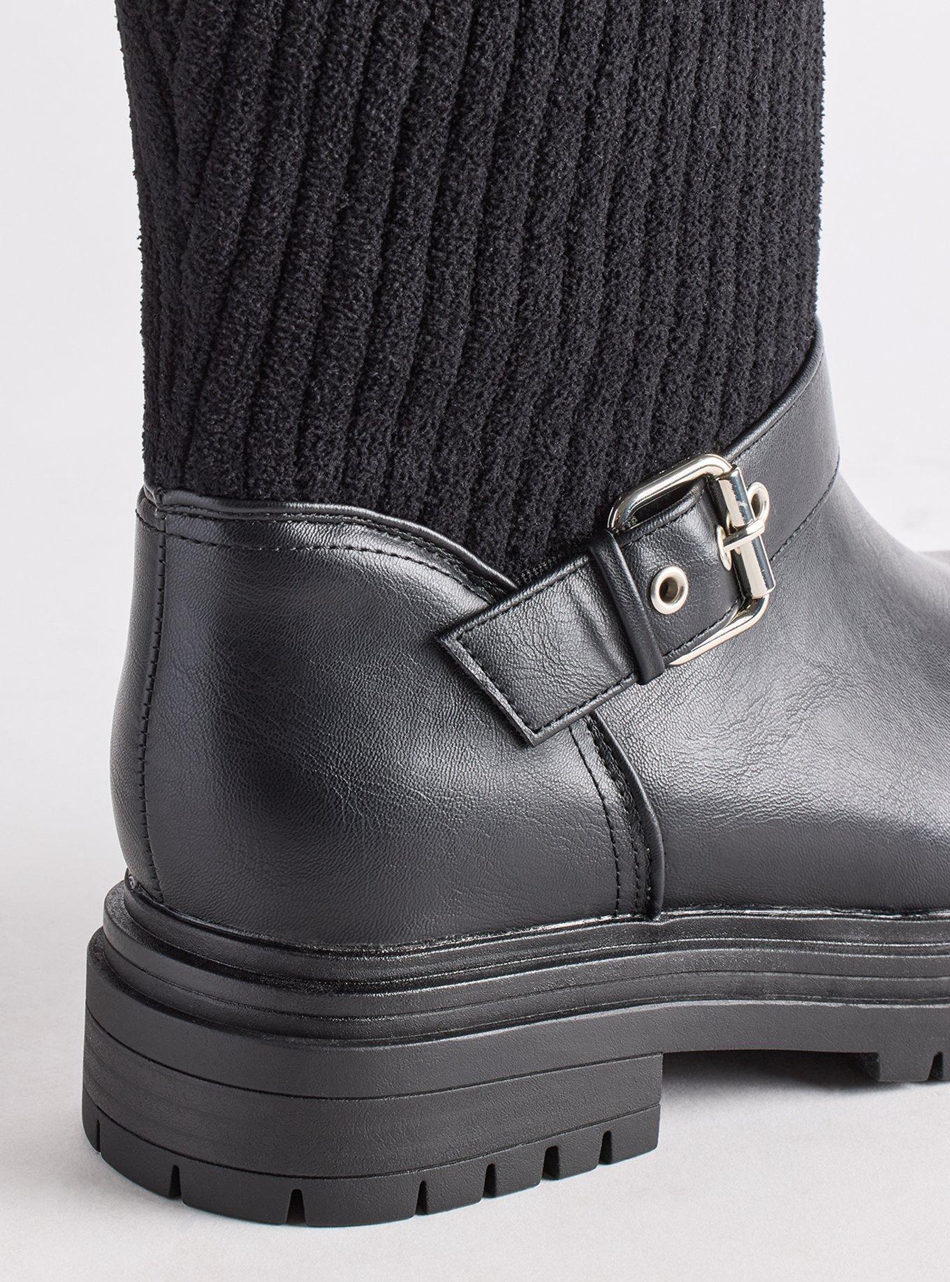 Sweater Cuff Bootie (WW), BLACK, alternate