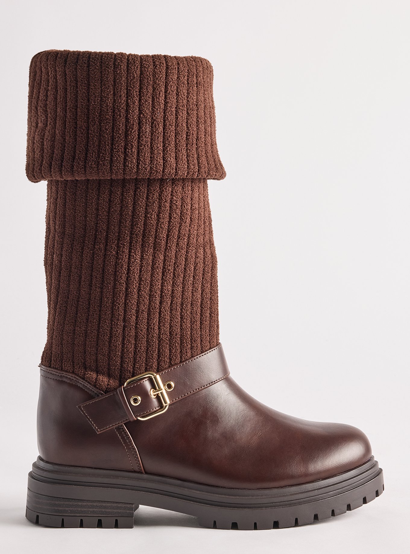 Sweater Cuff Bootie (WW), BROWN, alternate