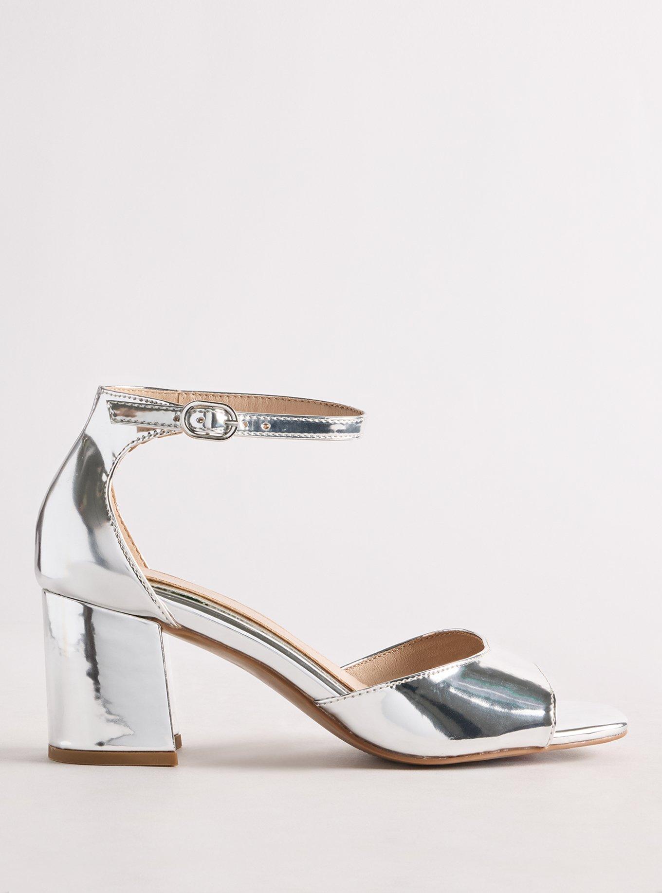 Ankle Strap Block Heel (WW), SILVER, alternate