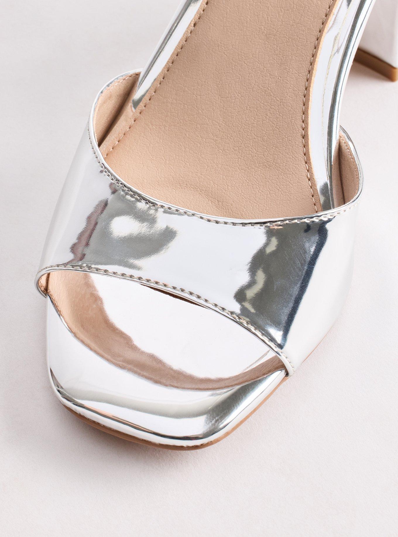 Ankle Strap Block Heel (WW), SILVER, alternate