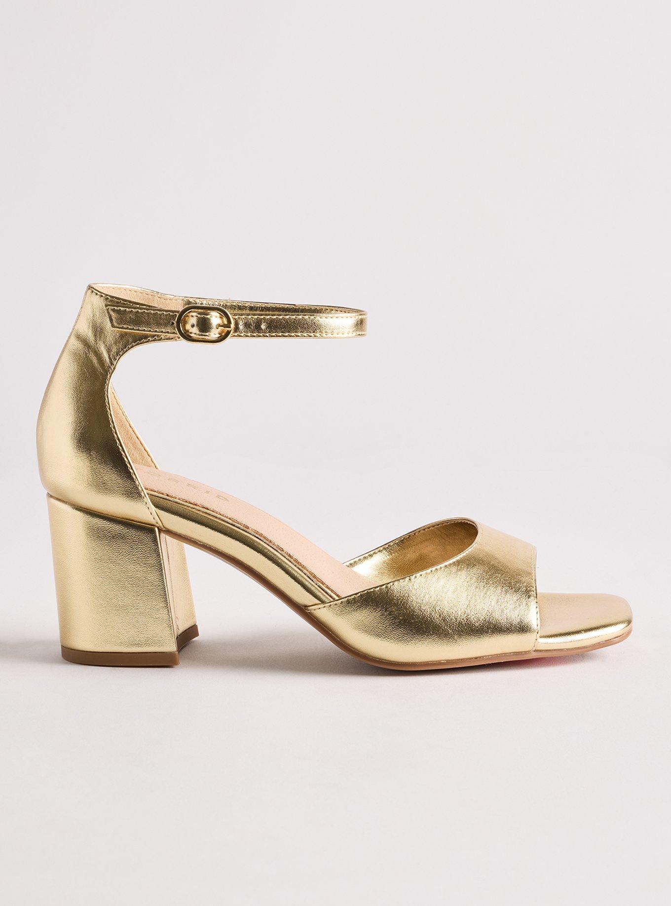 Ankle Strap Block Heel (WW), GOLD, alternate