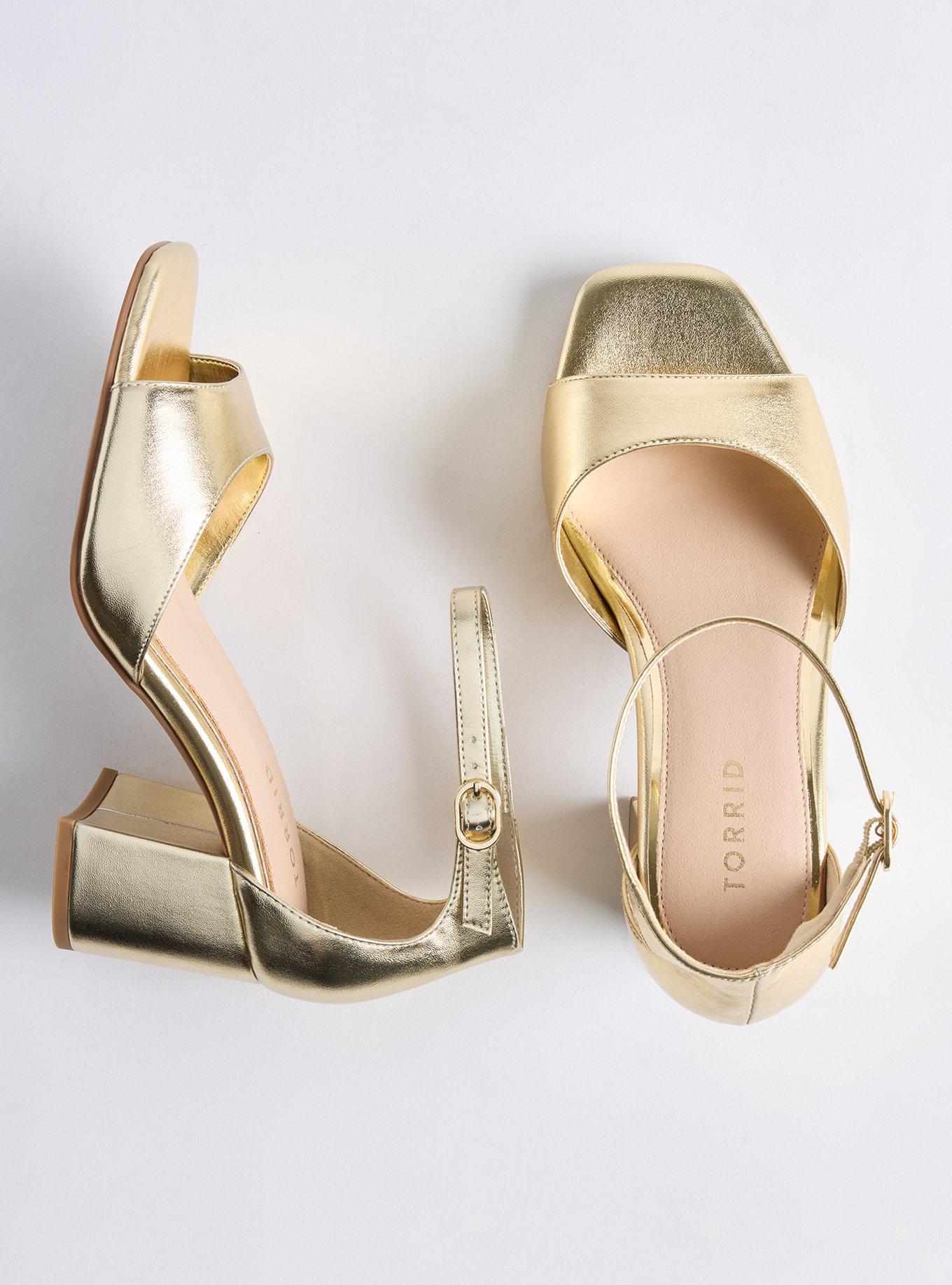 Ankle Strap Block Heel (WW), GOLD, hi-res
