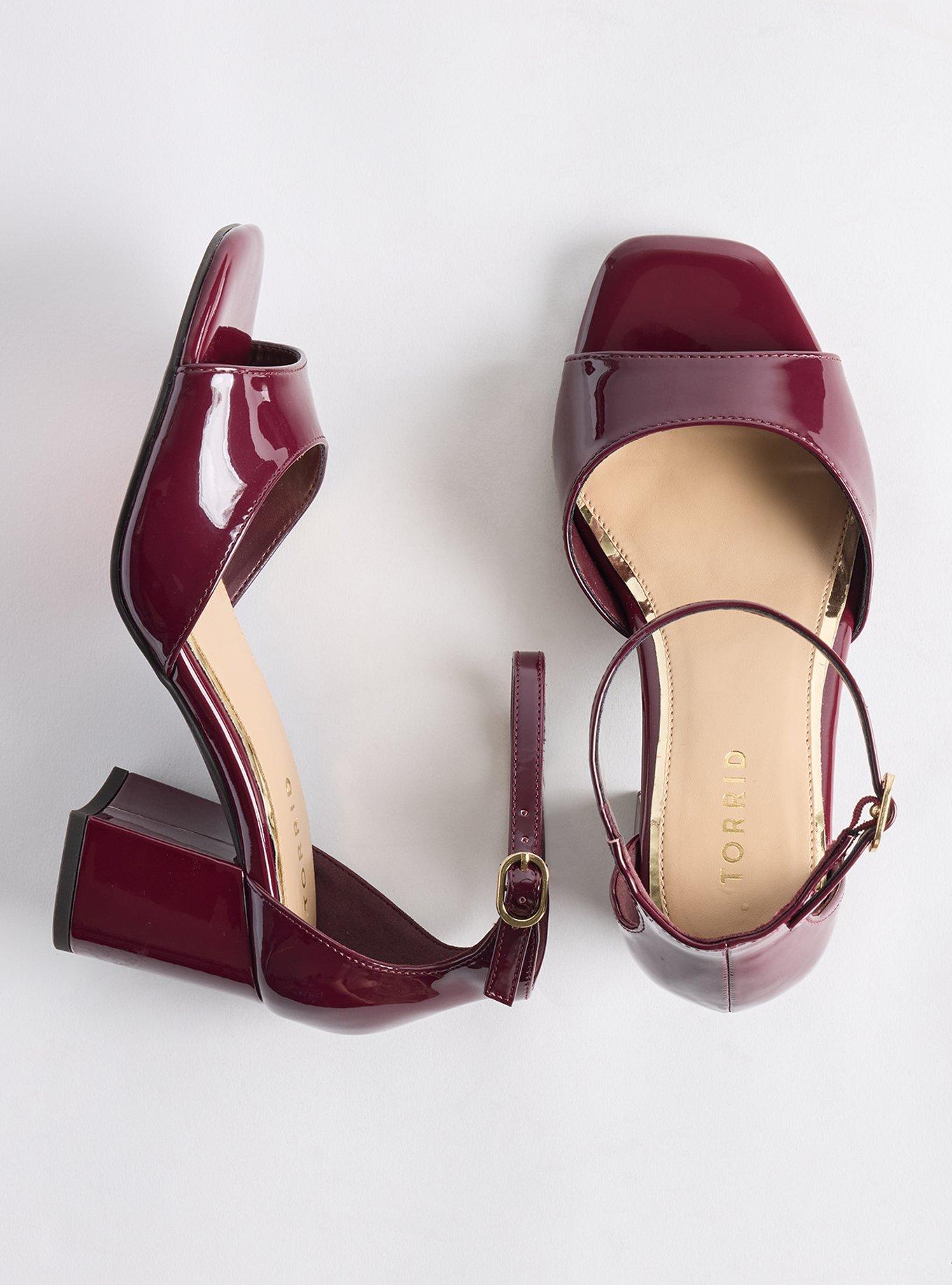 Ankle Strap Block Heel (WW), WINE, hi-res