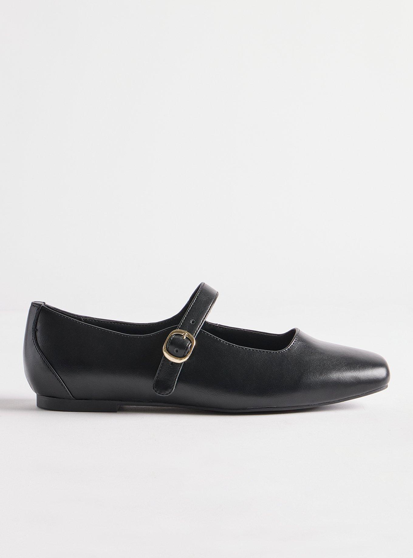 Mary Jane Ballet Flat (WW), BLACK FAUX LEATHER, alternate