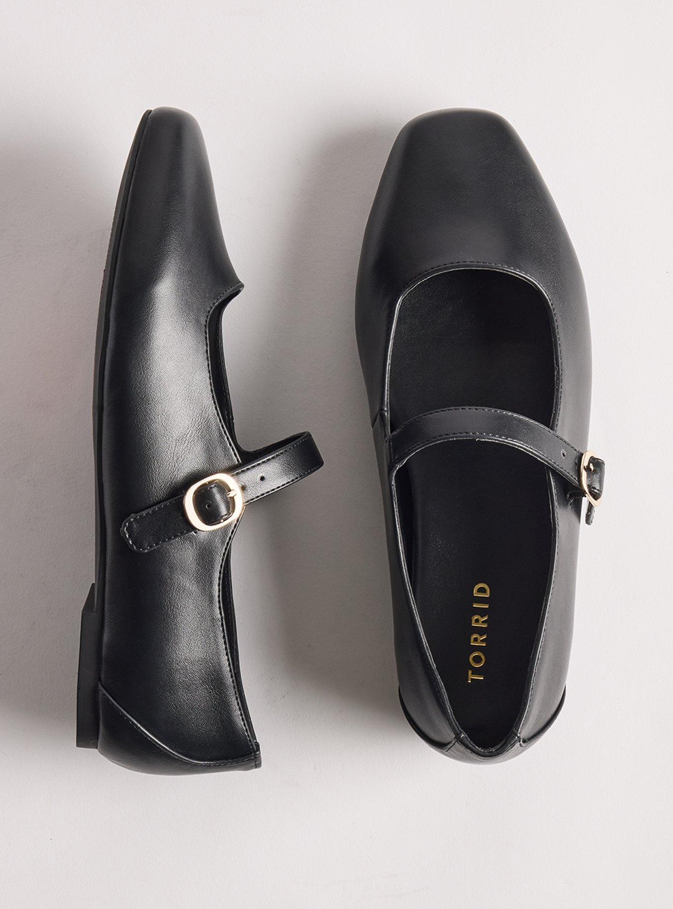 Mary Jane Ballet Flat (WW), BLACK FAUX LEATHER, hi-res