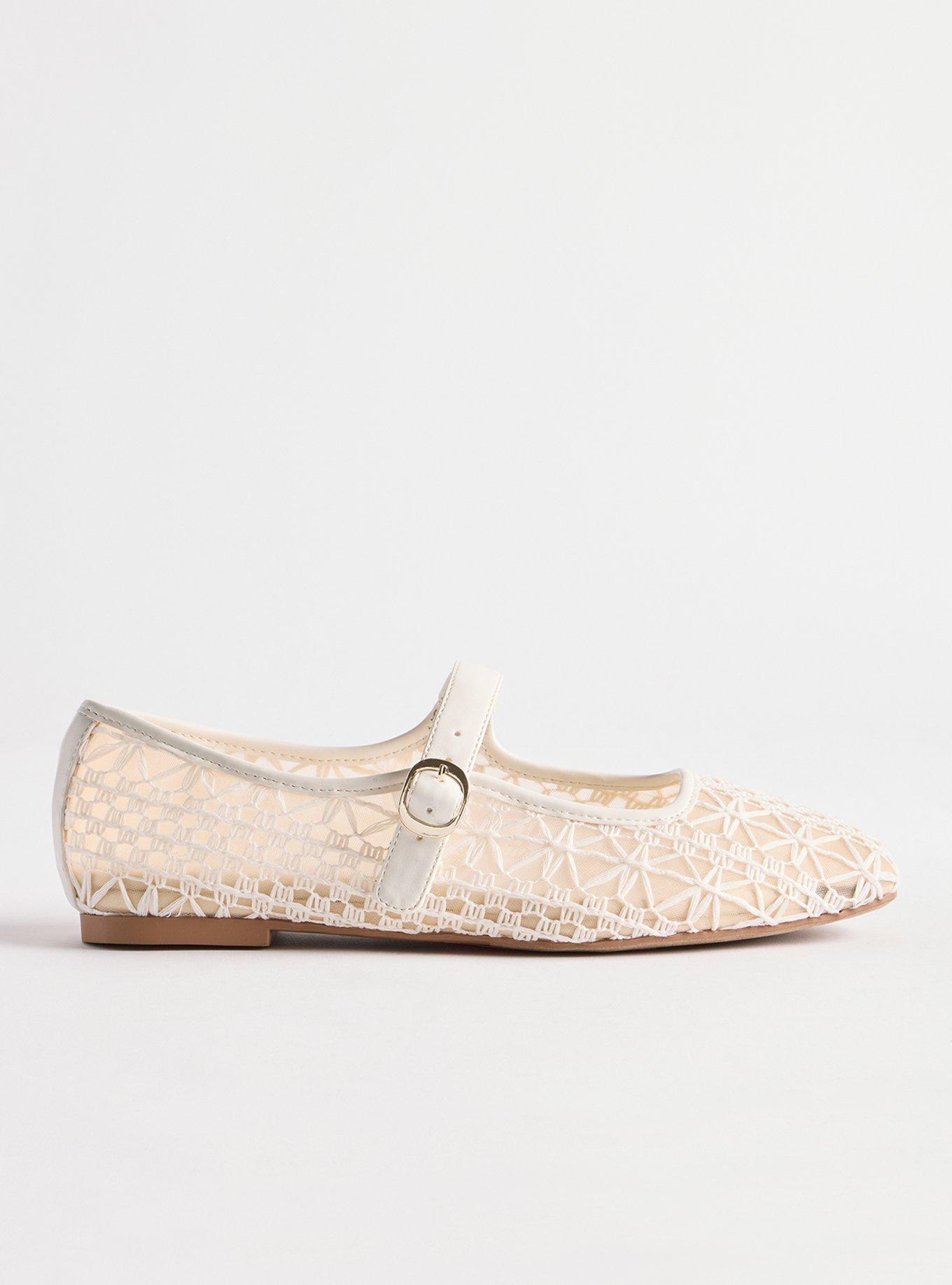 Mary Jane Ballet Flat (WW), WHITE CROCHET, alternate
