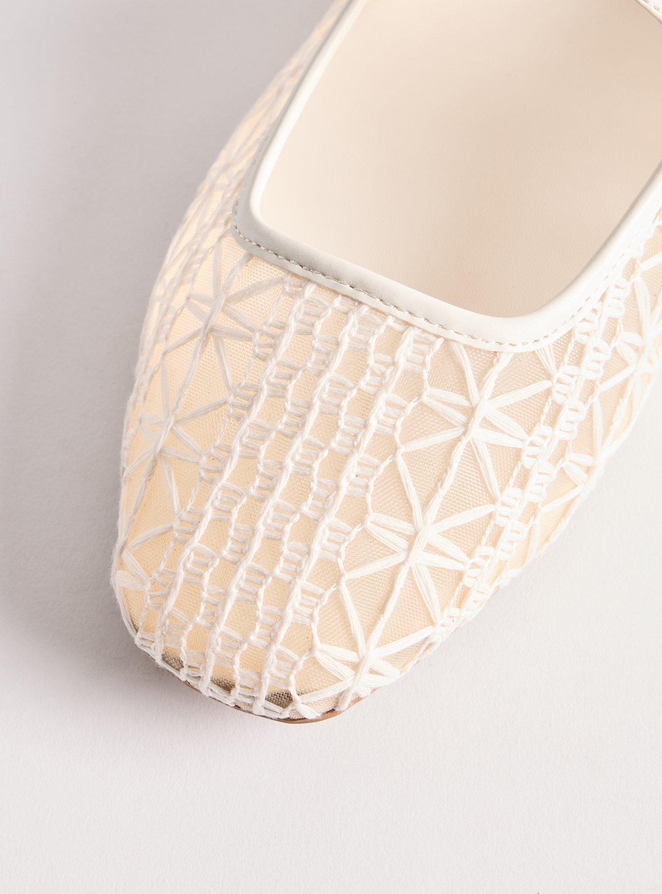 Mary Jane Ballet Flat (WW), WHITE CROCHET, alternate