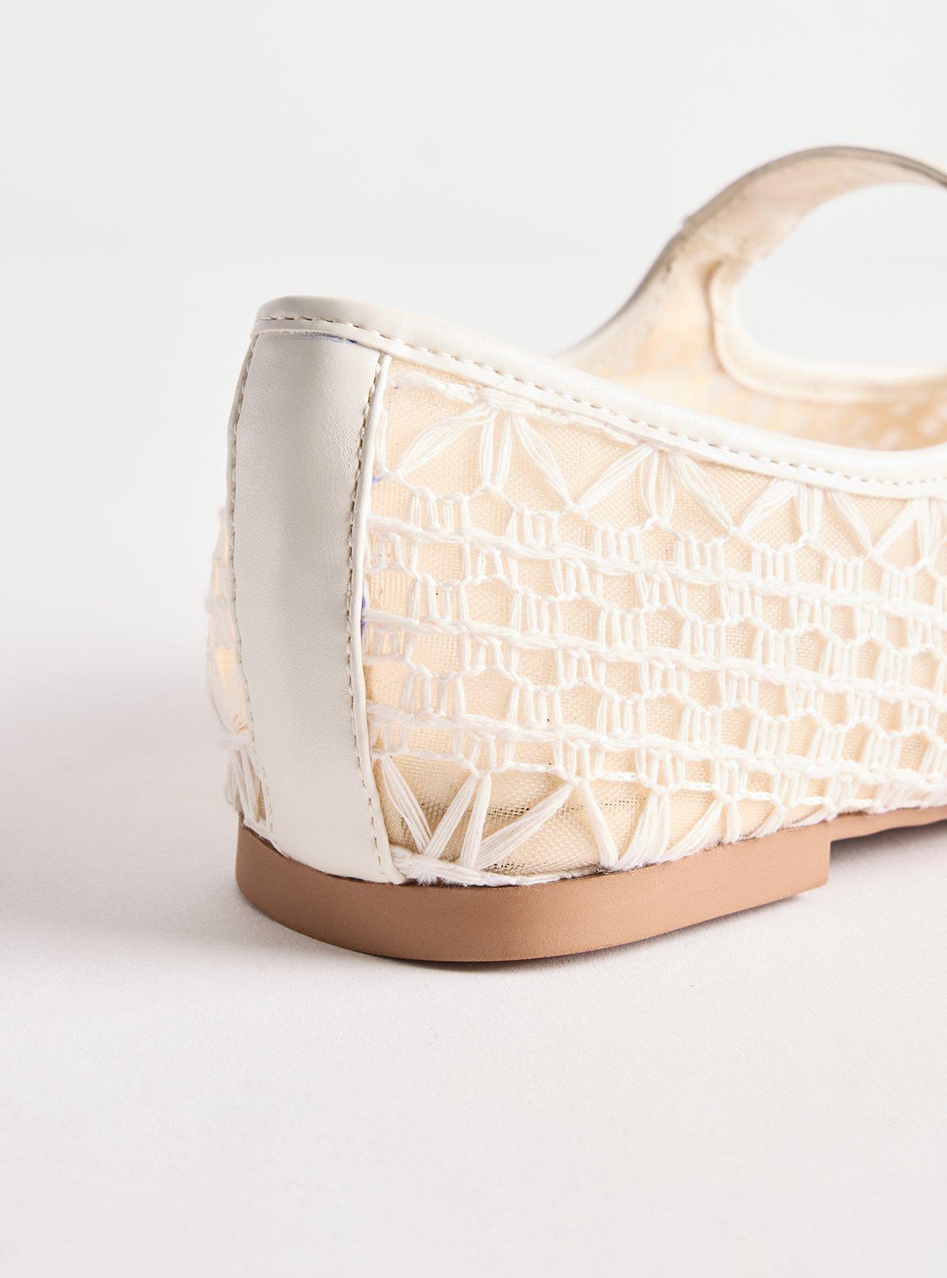Mary Jane Ballet Flat (WW), WHITE CROCHET, alternate