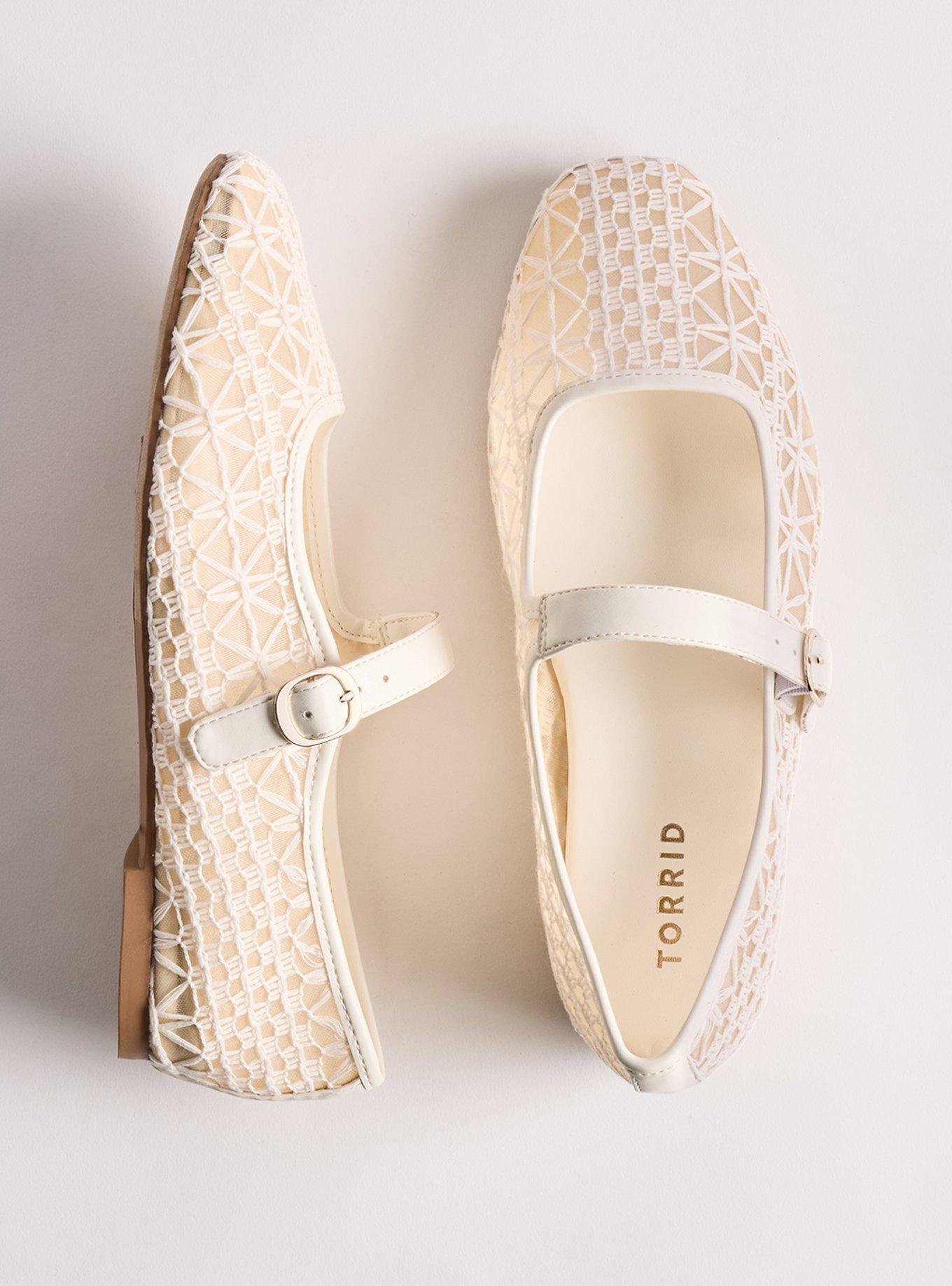 Mary Jane Ballet Flat (WW), WHITE CROCHET, hi-res