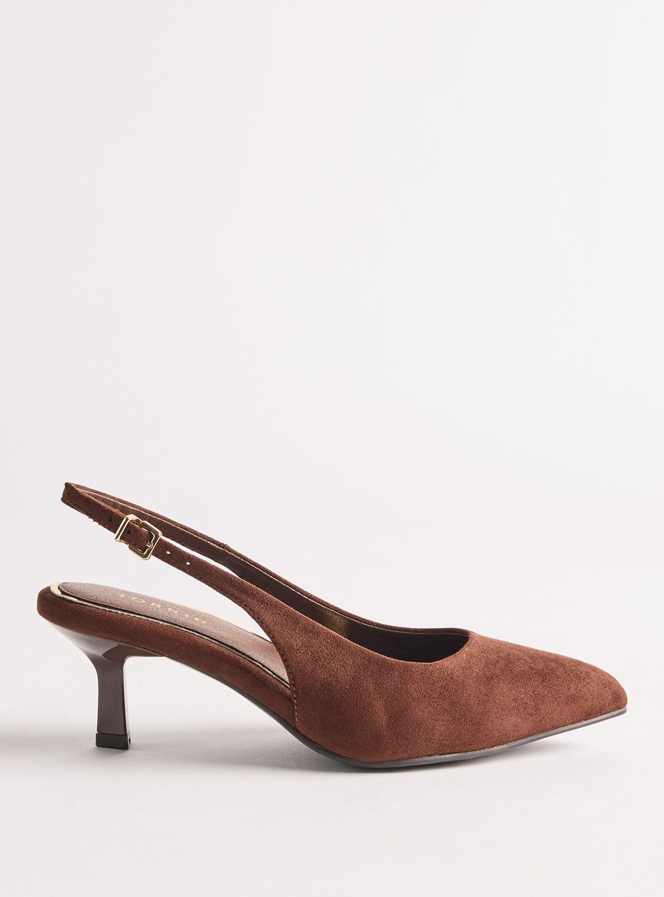 Plus Size Slingback Kitten Heel (WW), BROWN, alternate