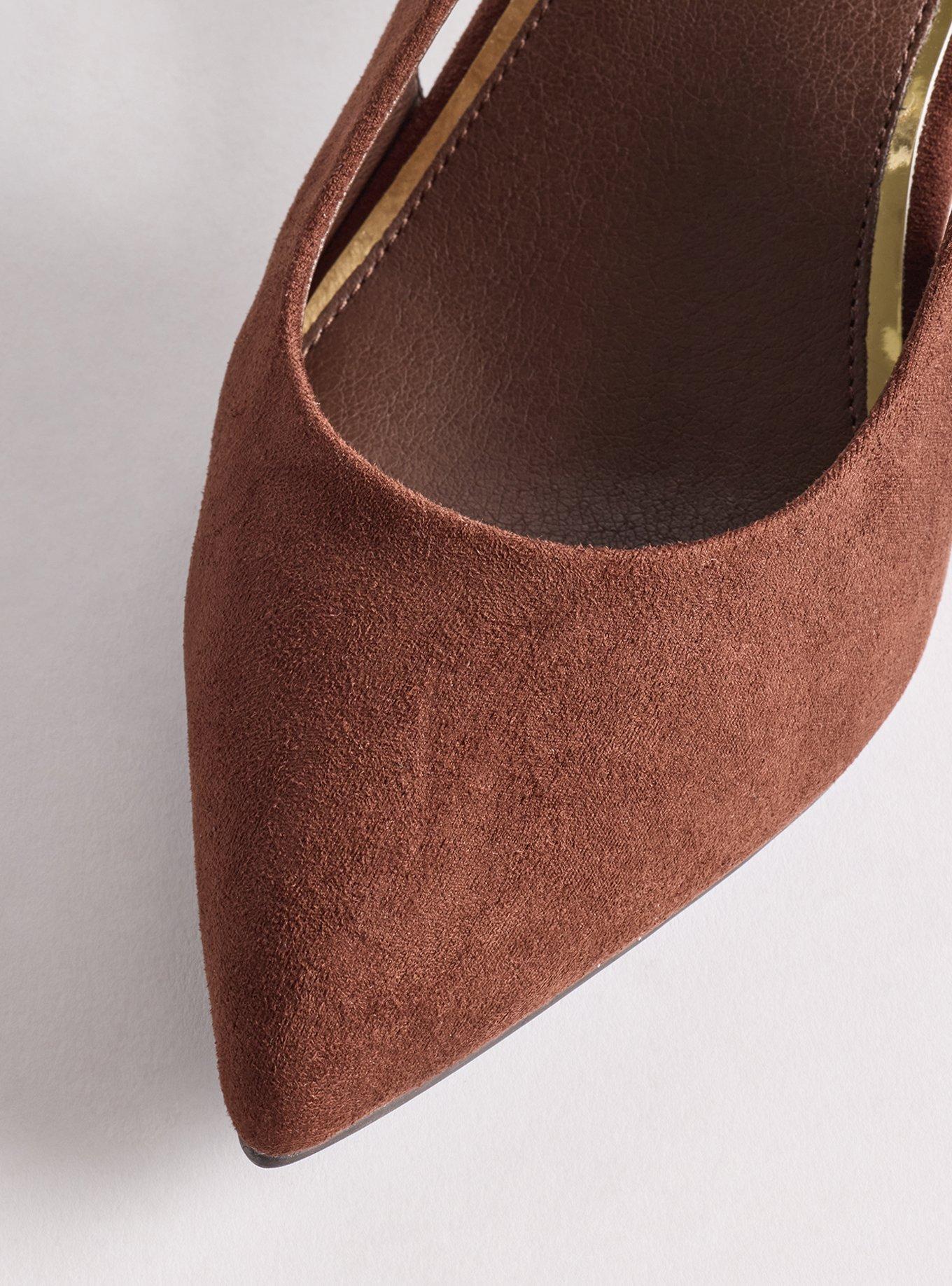 Plus Size Slingback Kitten Heel (WW), BROWN, alternate
