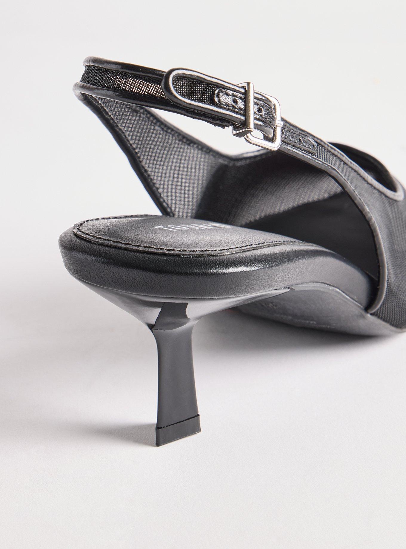 Slingback Kitten Heel (WW), BLACK MESH, alternate