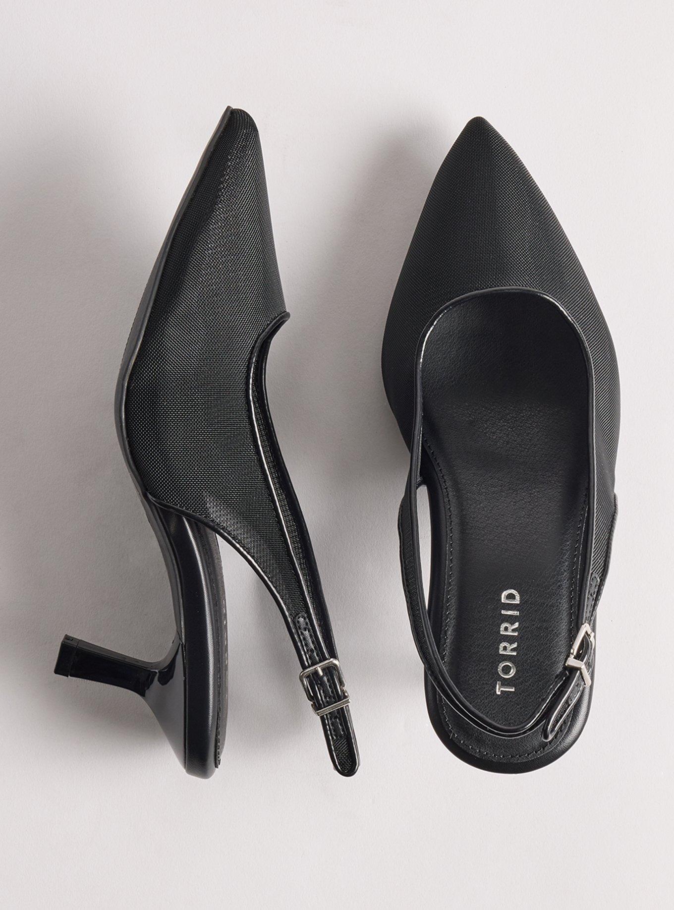 Slingback Kitten Heel (WW), BLACK MESH, hi-res