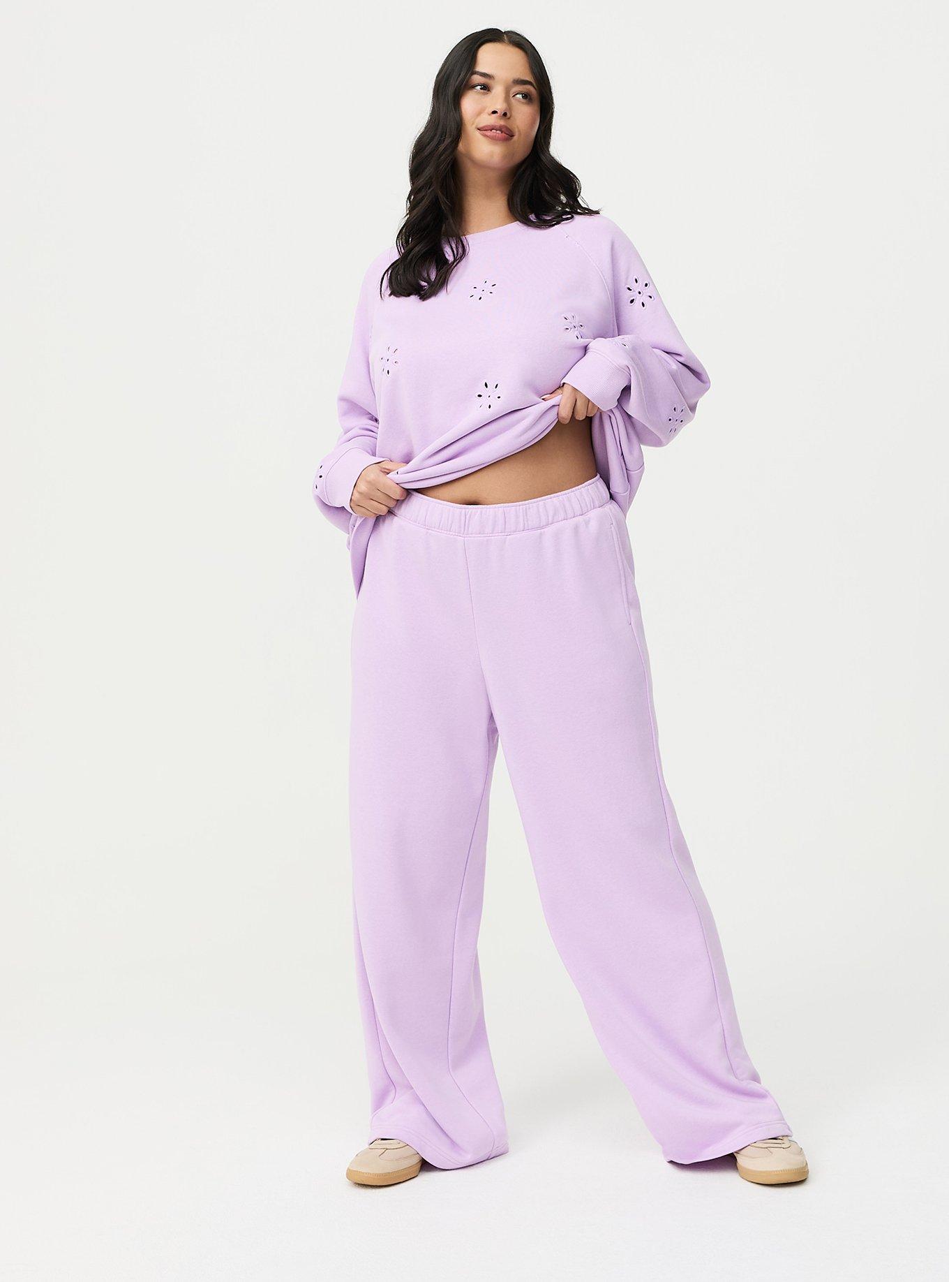 Pull-On Wide-Leg French Terry Pant, CROCUS PETAL, hi-res