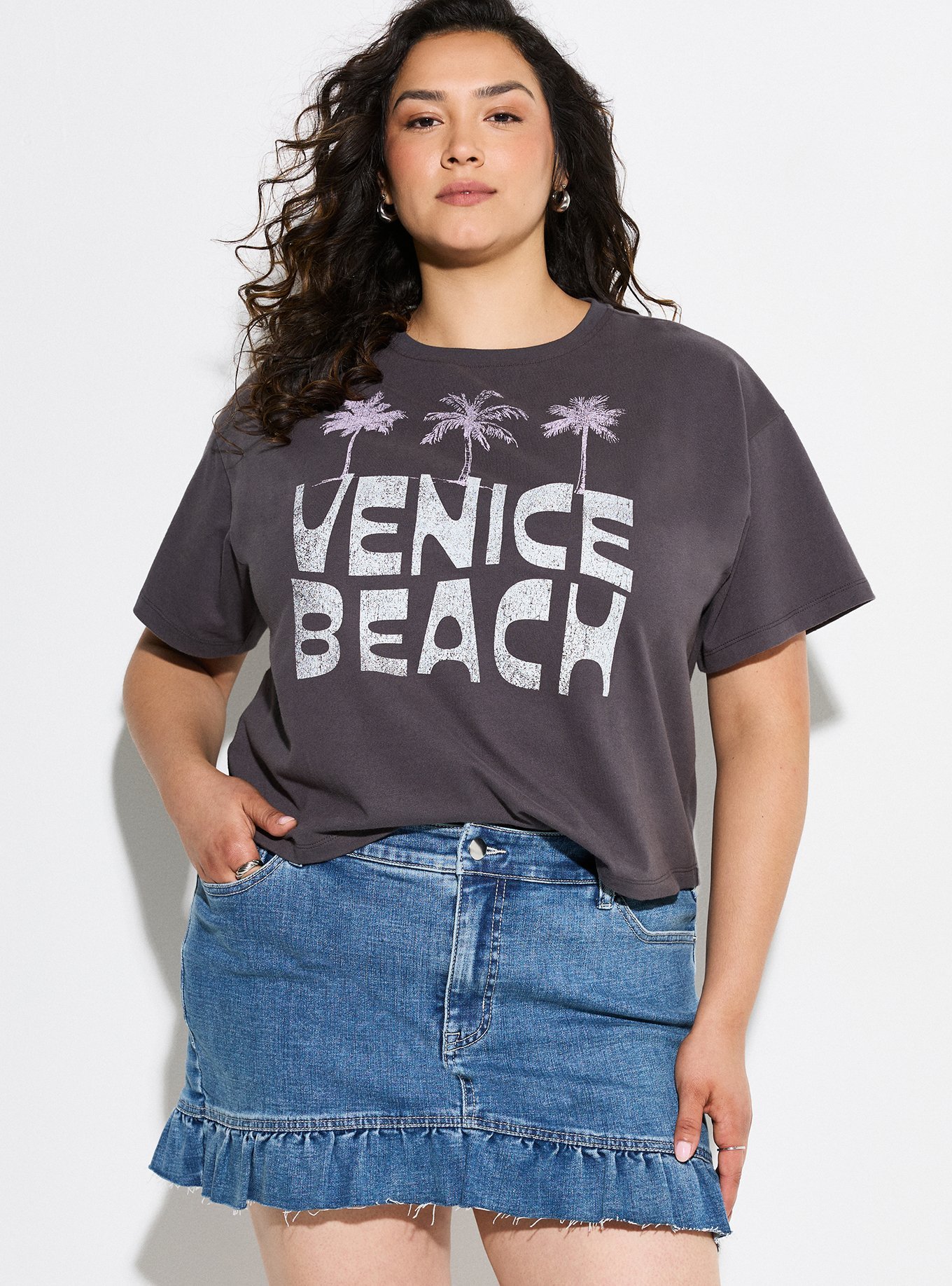 Plus Size - LOVESICK RUFFLE HEM DENIM SKIRT - Torrid